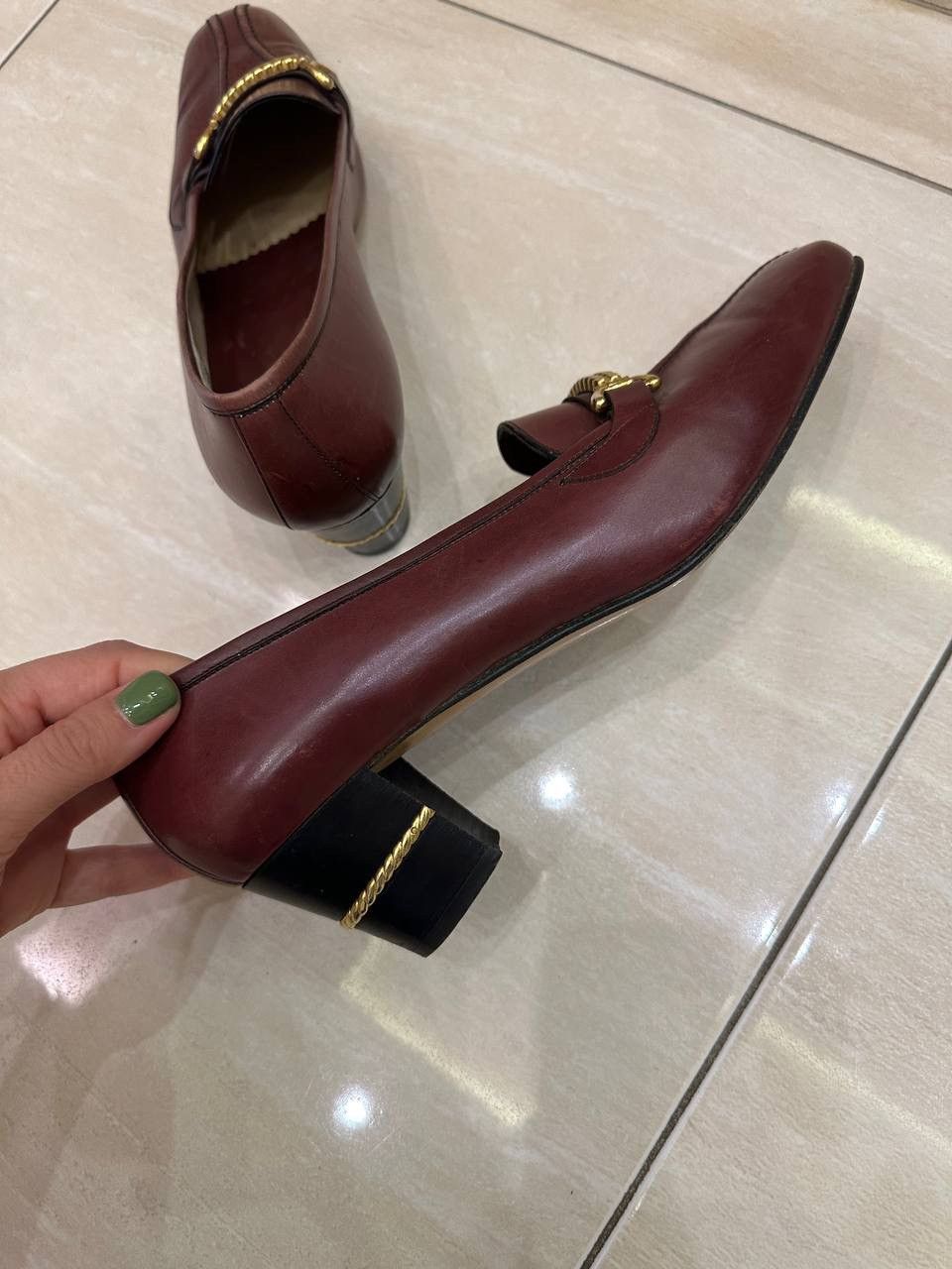 Gucci × Vintage Gucci Loafer Pumps Horse Bit Heel Vintage Burgundy EU 40 Size US 10 / IT 40 - 7 Thumbnail