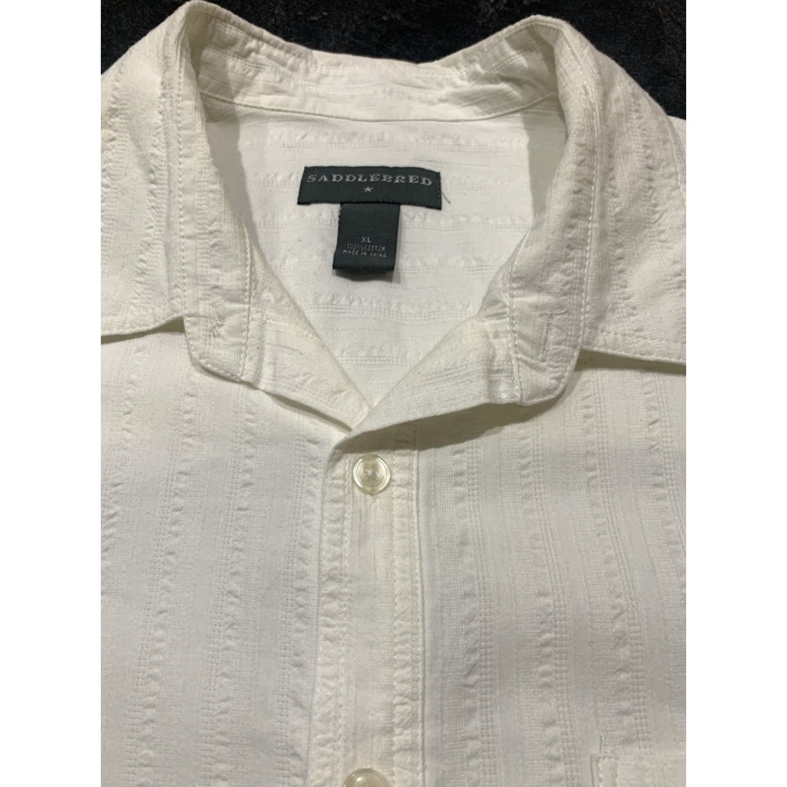 Vintage SADDLERBED Men's XL White Plaid Short Sleeve Button-Up Shirt Cotton Casual Size US XL / EU 56 / 4 - 6 Thumbnail