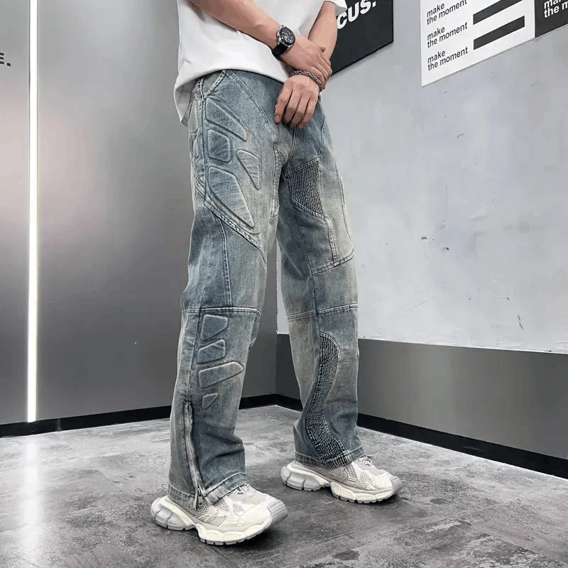 Japanese Brand × Jean Streetwear Design Straight Pattern Zipper Jeans Pants Size US 34 / EU 50 - 2 Thumbnail