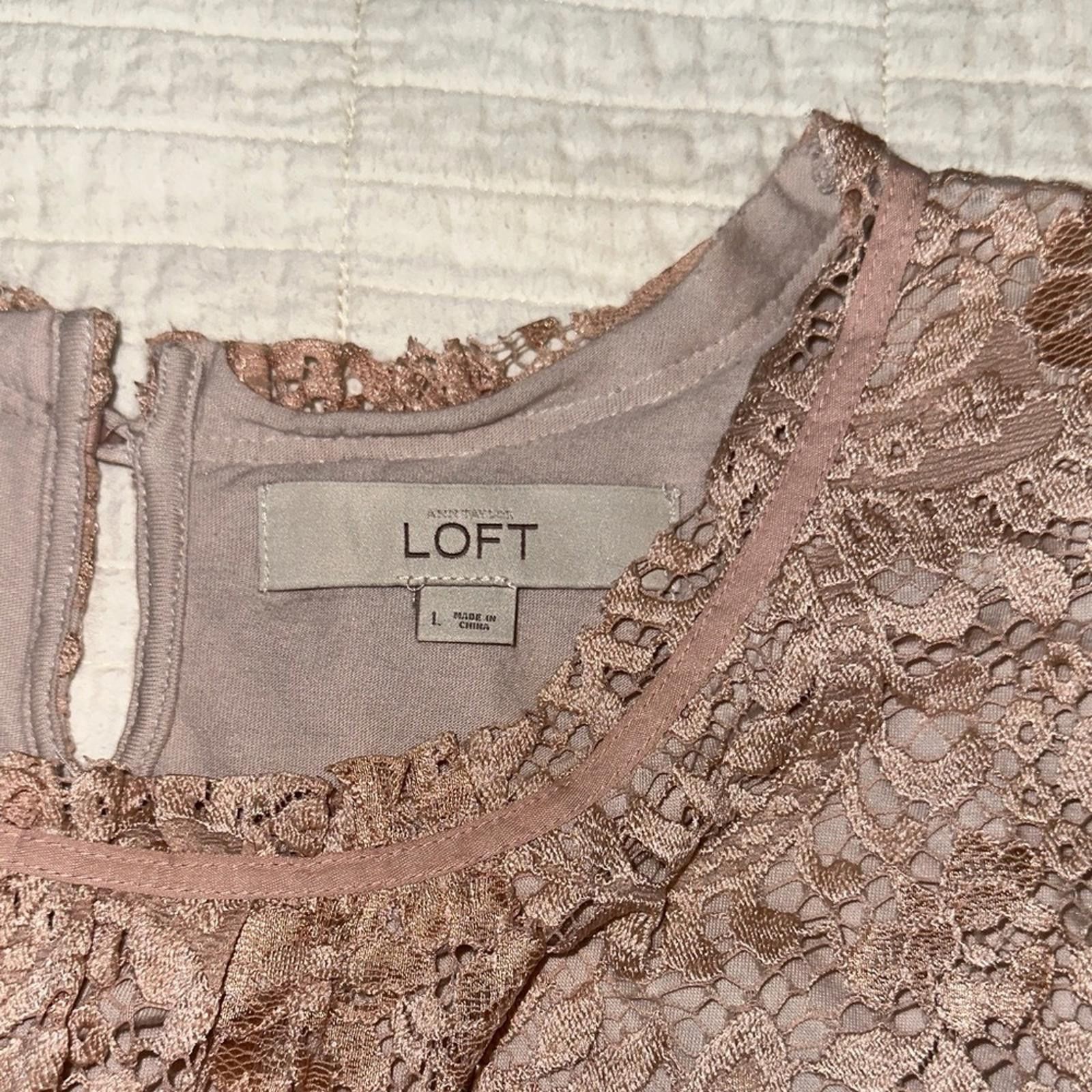 Other LOFT Large Lace Sleeveless Blouse Dusty Rose Like New Size L / US 10 / IT 46 - 2 Thumbnail