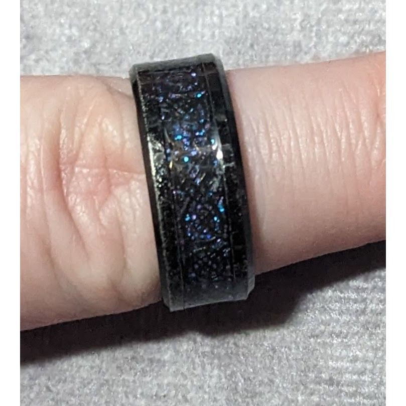 Other Gothic Black Stainless Steel Blue And Purple Glitter Inlay R Size ONE SIZE - 8 Thumbnail