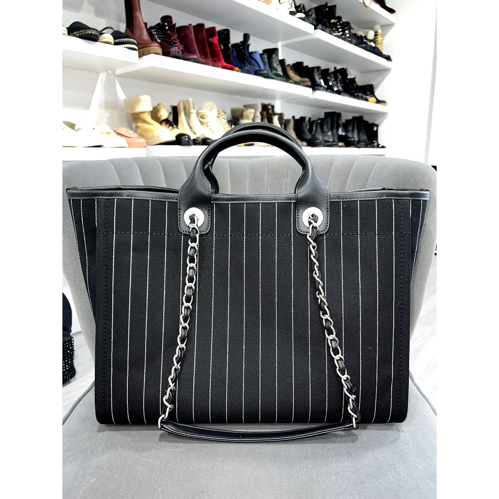 Chanel Chanel Stripe Large Shopping 30cm Top Handle Tote Bag Size ONE SIZE - 9 Thumbnail