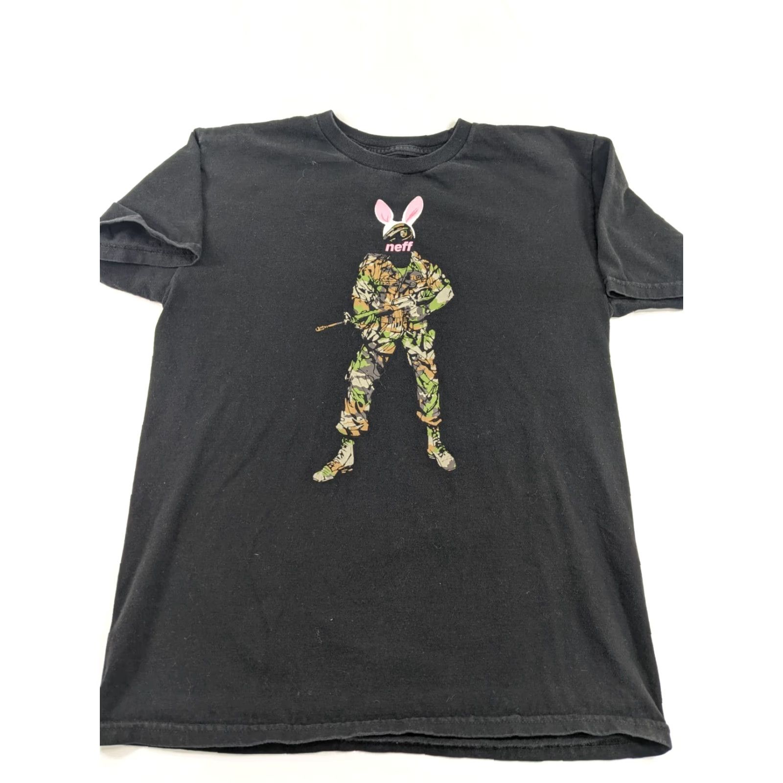 Vintage Neff Screen Tshirt Bunny Soldier USA Camouflage Medium/Small Size US M / EU 48-50 / 2 - 2 Thumbnail