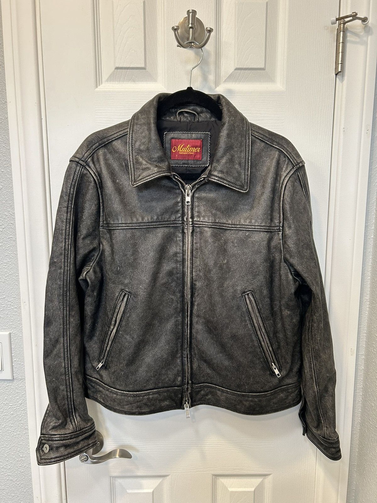 Mutimer Mutimer aged heavy wash Leather Jacket | Grailed