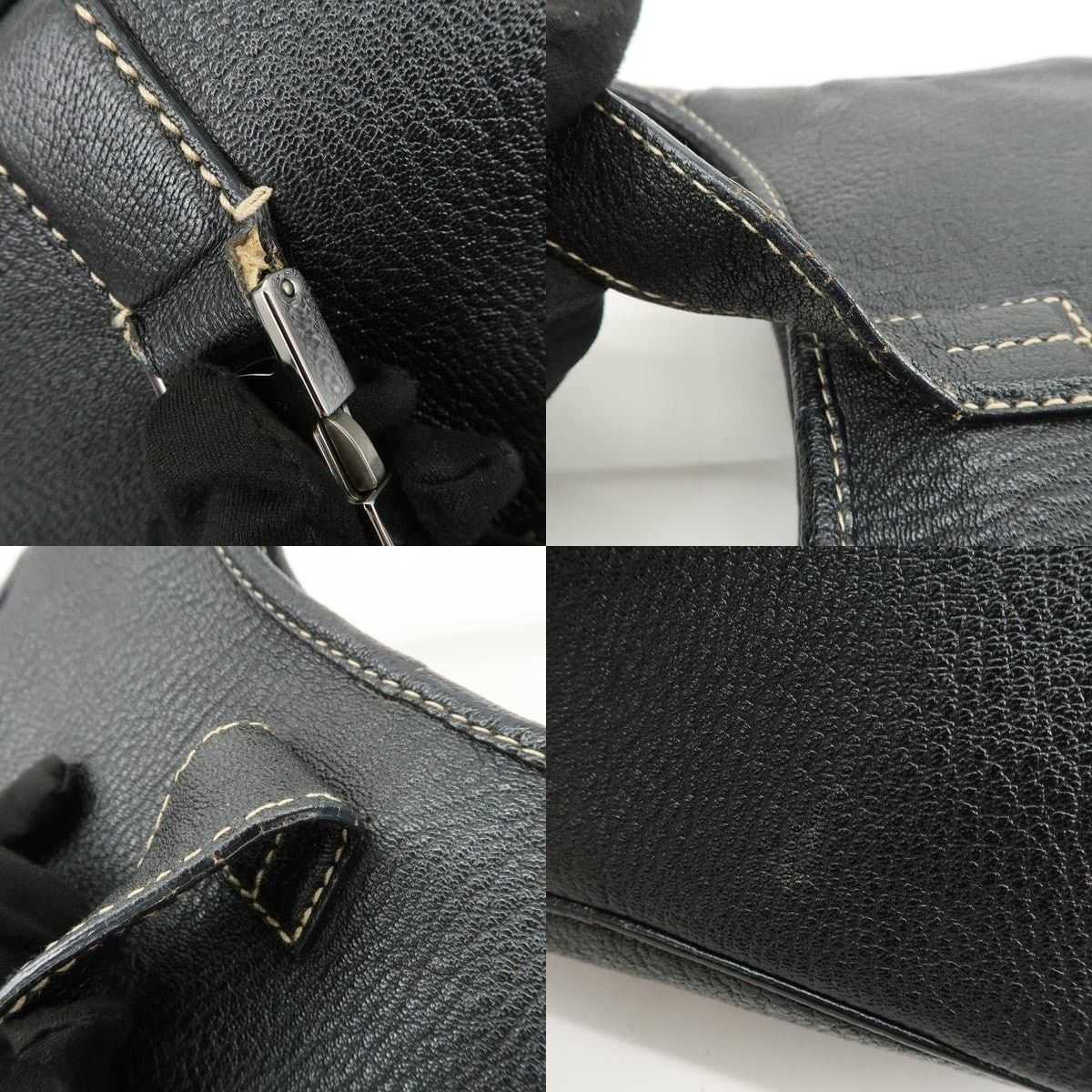 Salvatore Ferragamo Ferragamo Gancini Leather Shoulder Bag Black Size ONE SIZE - 6 Thumbnail