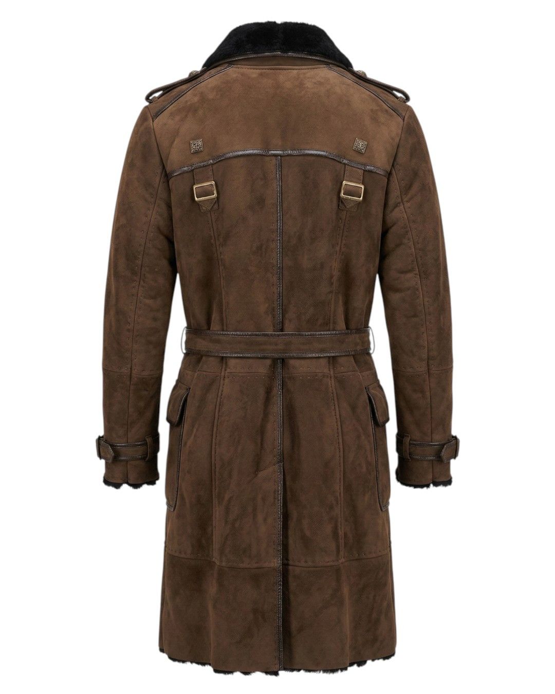 Roberto Cavalli SHEARLING SUEDE LEATHER NAPOLEON TRENCH COAT Size L / US 10 / IT 46 - 2 Thumbnail