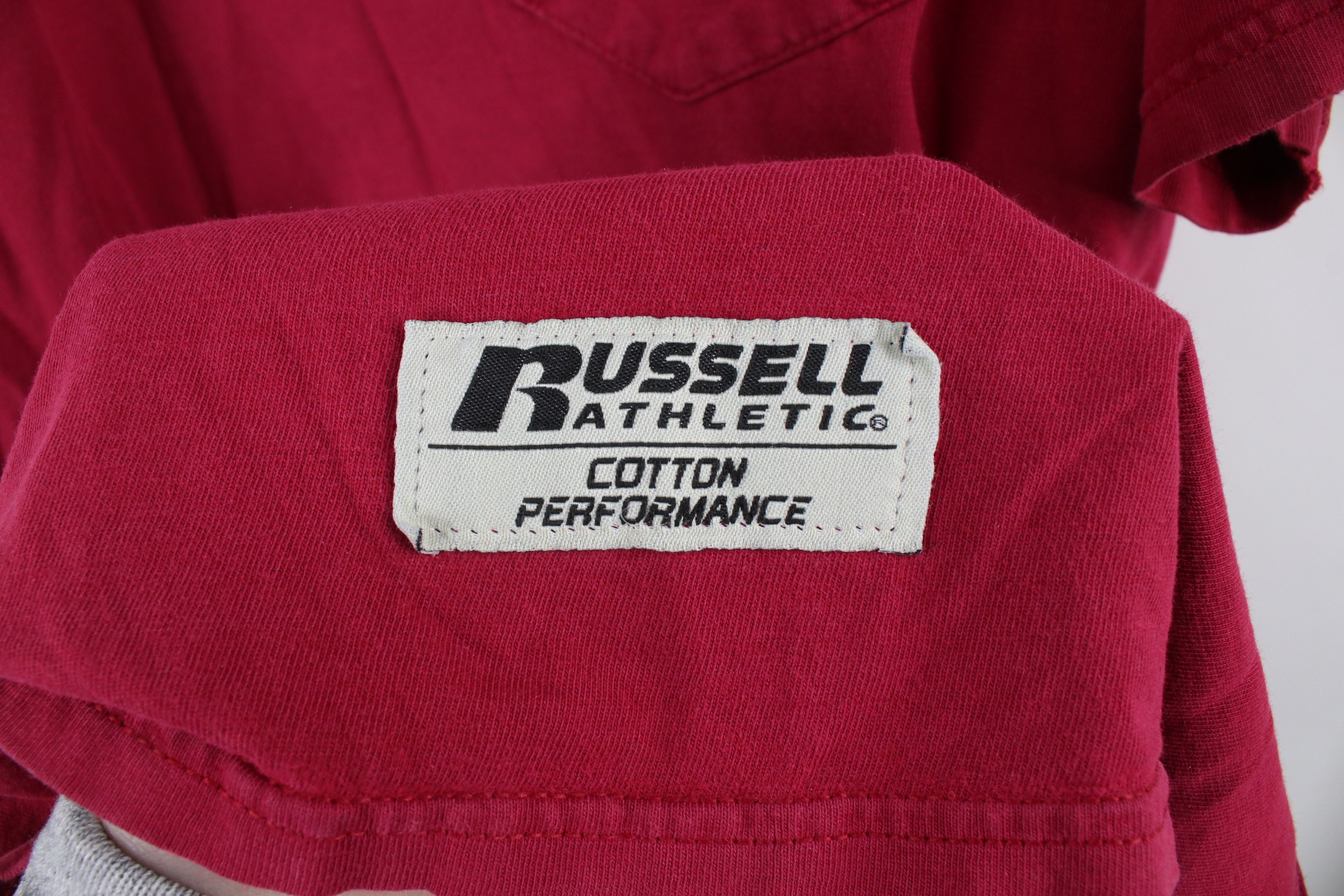 Russell Athletic × Vintage Vintage Russell Athletic Blank Pocket T-Shirt Red Cotton Size US L / EU 52-54 / 3 - 4 Thumbnail