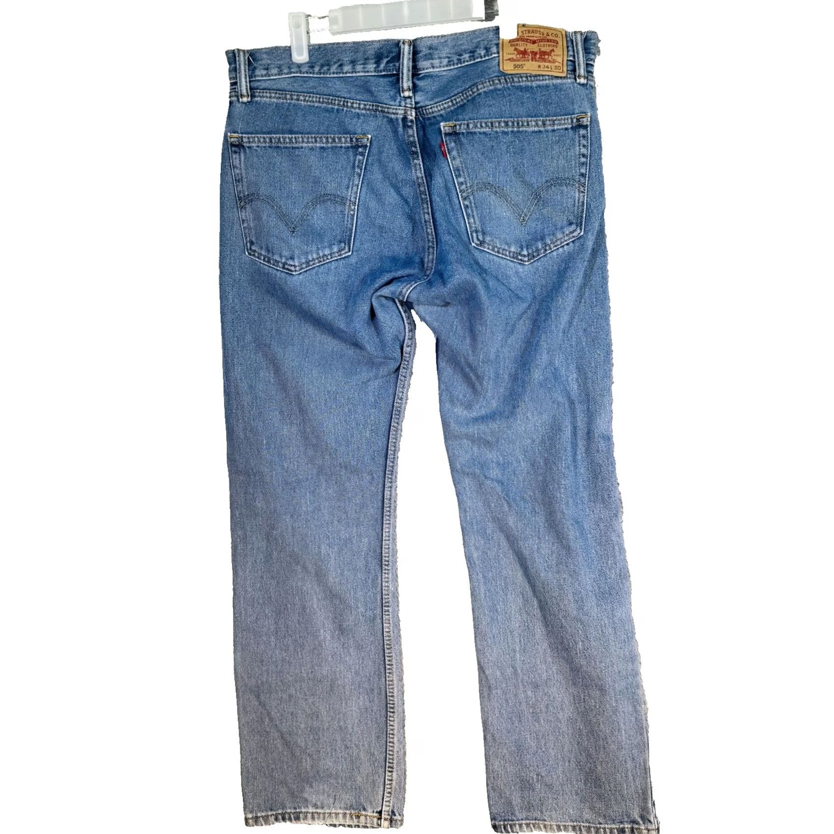 Levi's Levi's 505 Jeans Mens Regular Straight Blue Medium Wash Zip Fly 34x30 Denim Cotton Logo Pocket 5-Pocket Belt Loops Size US 34 / EU 50 - 6 Thumbnail