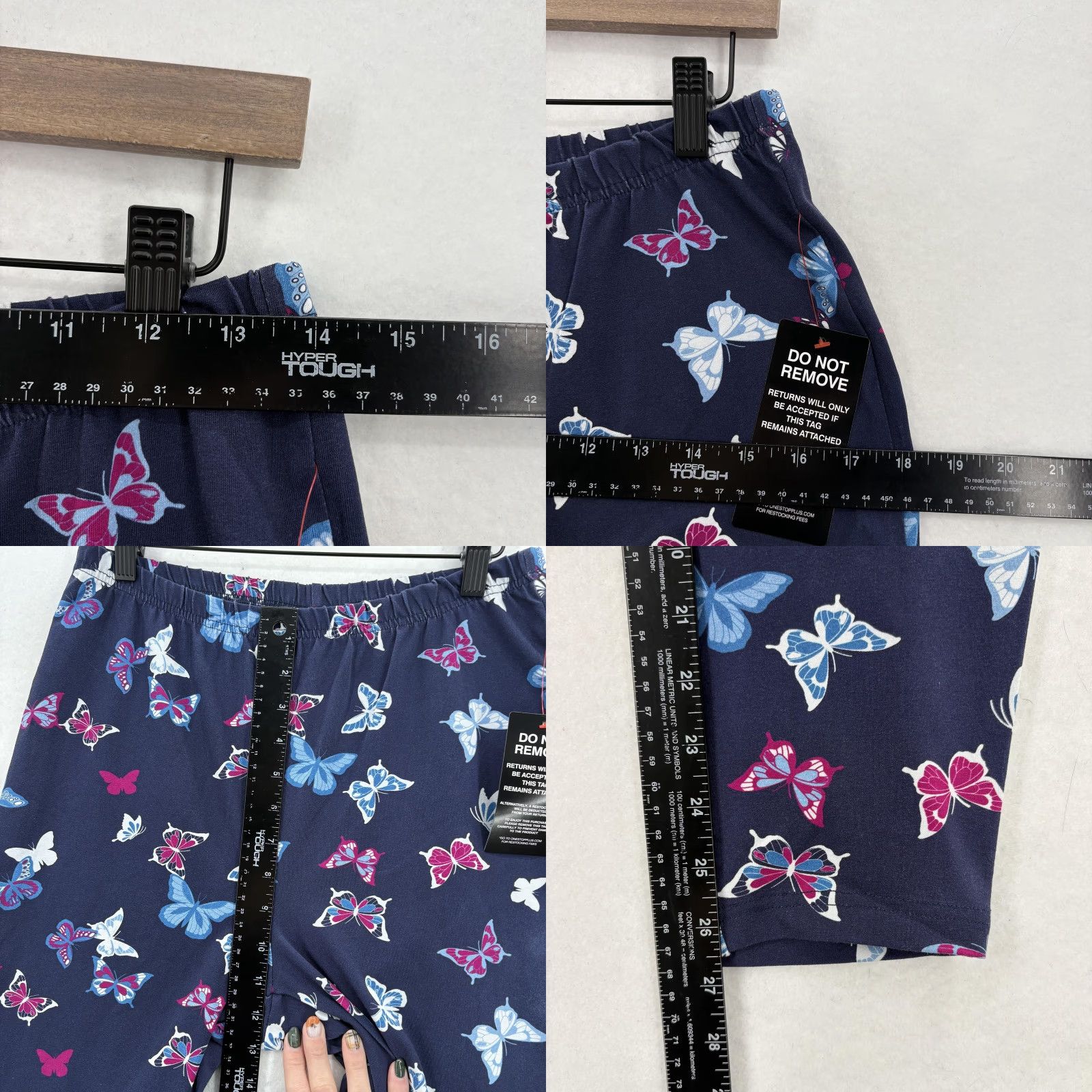 Vintage Woman Within Pants Womens PM Navy Butterfly Print Cotton Stretch Cozy NWT Skinny Ankle Pull On Jeans? Size 32" / US 10 / IT 46 - 8 Thumbnail