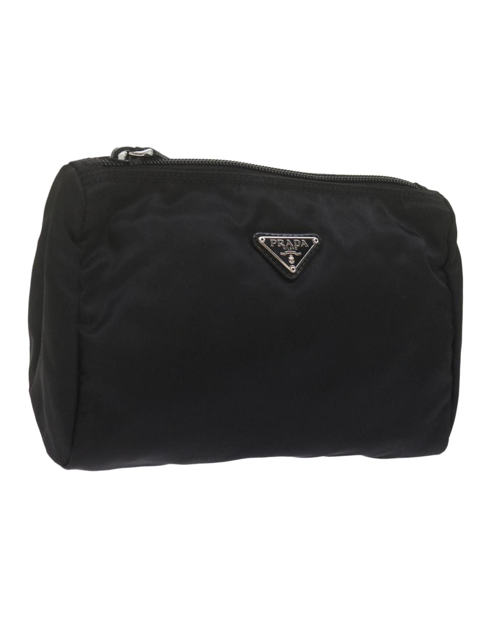 image of Prada Stylish Black Nylon Clutch Bag, Women's