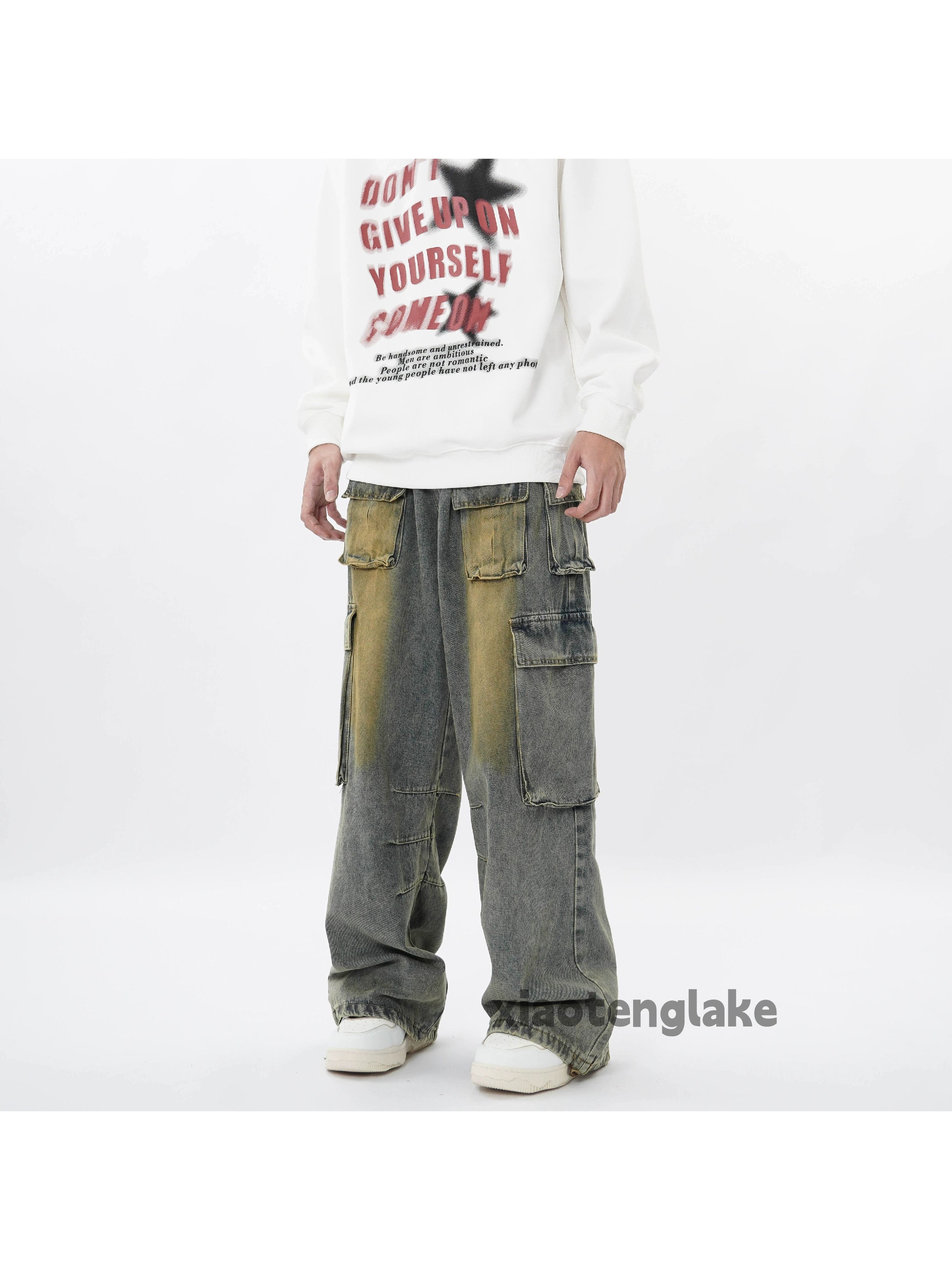 washed faded skate hiphop loose baggy rusty cargo jeans