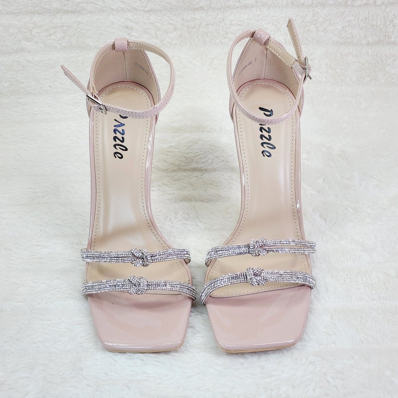 Other Symm Nude Patent Rhinestone Strap High Heel Stiletto Shoes ( Size US 7 / IT 37 - 4 Thumbnail