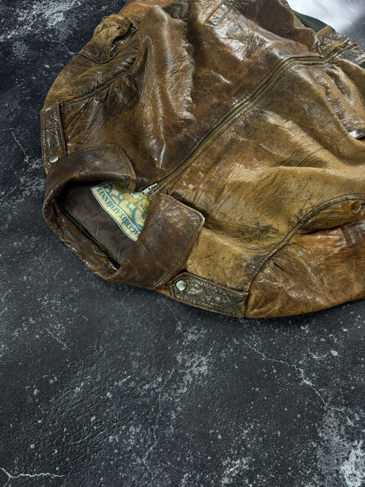 Vintage Avirex style leather bomber jacket Size US XL / EU 56 / 4 - 3 Thumbnail