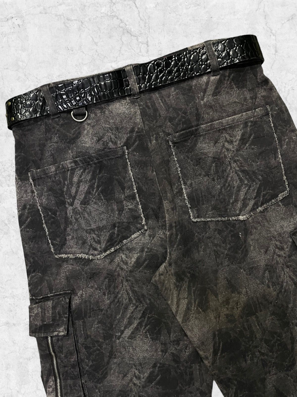 Designer × Japanese Brand × Vintage Slash Number Japan Smoke Cargo Pants With Belt Size US 32 / EU 48 - 11 Thumbnail