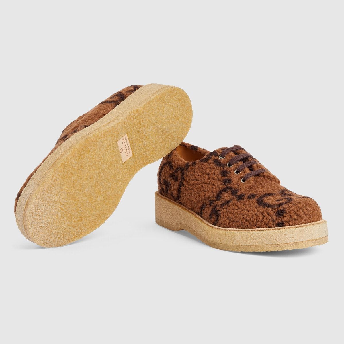 Gucci GUCCI WOOL LEATHER SNEAKER HOPPER GG CAMEL EBONY Size US 10 / EU 43 - 4 Thumbnail