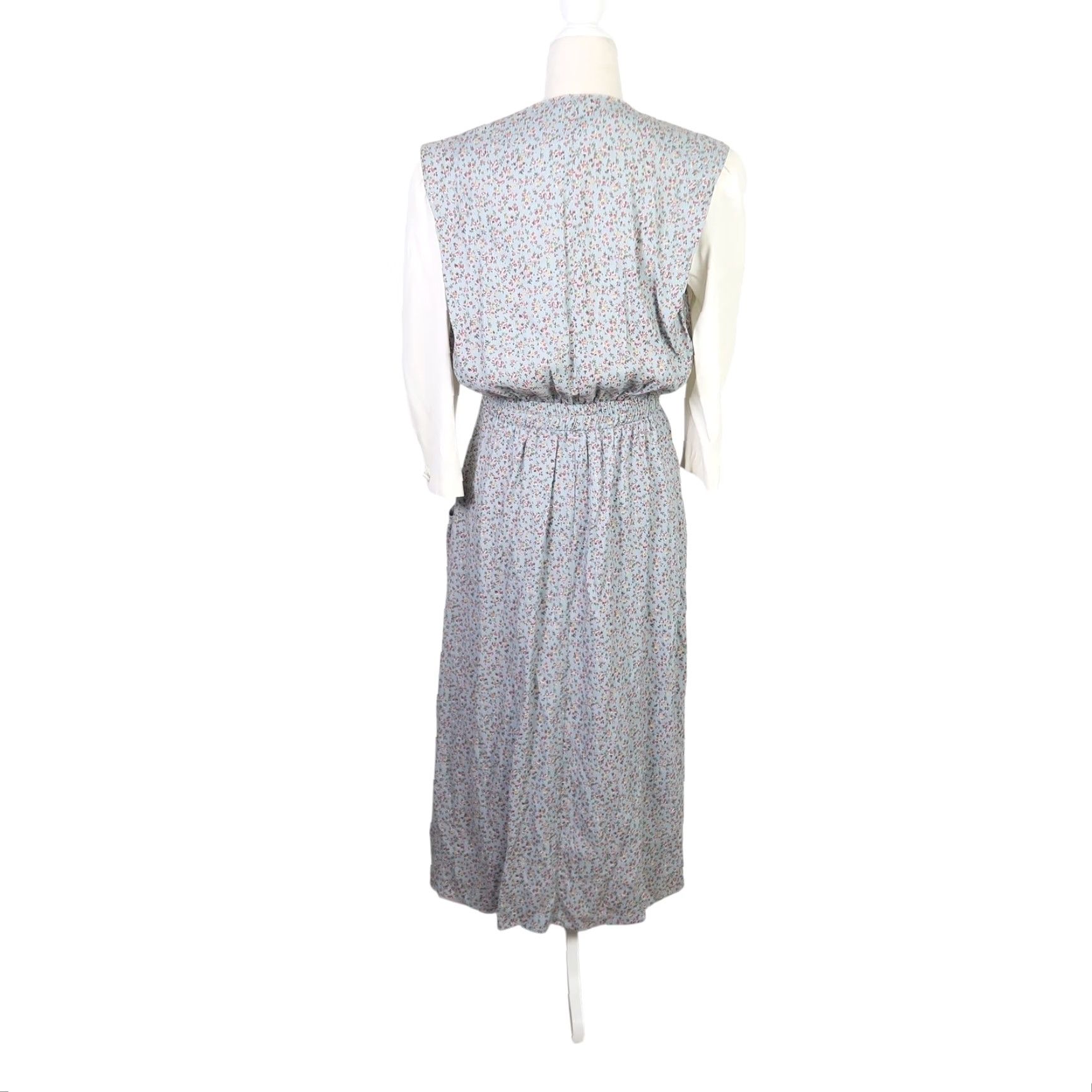 Vintage VINTAGE R.J. Stevens Floral Midi Dress Shirt Dress 6 Women Long Sleeve Blue Acetate Rayon 80s 90s Size M / US 6-8 / IT 42-44 - 4 Thumbnail