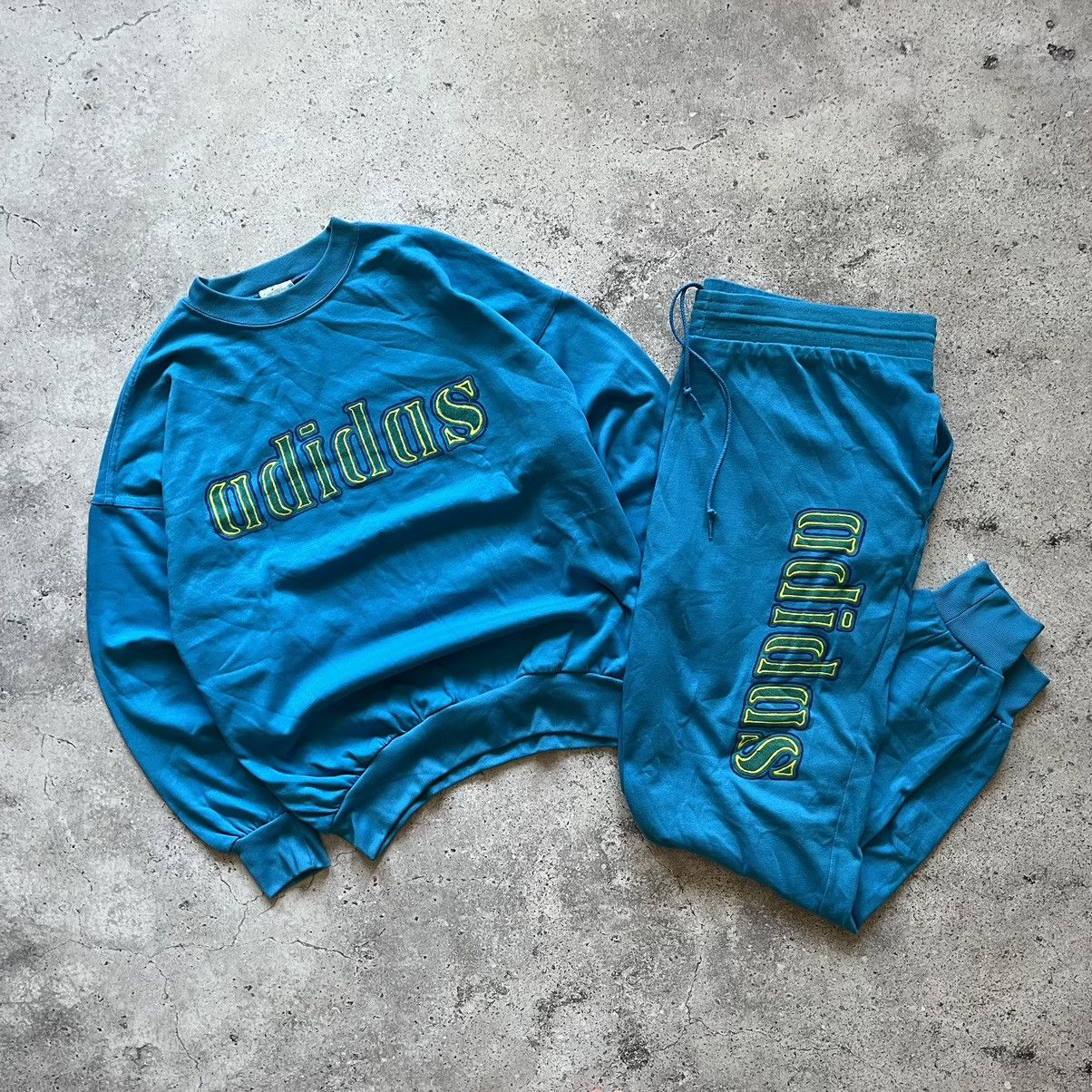 Adidas × Vintage Vintage 90s Adidas Big Logo Track Suit Sweatpants Sweatshirt Size US L / EU 52-54 / 3 - 1 Thumbnail