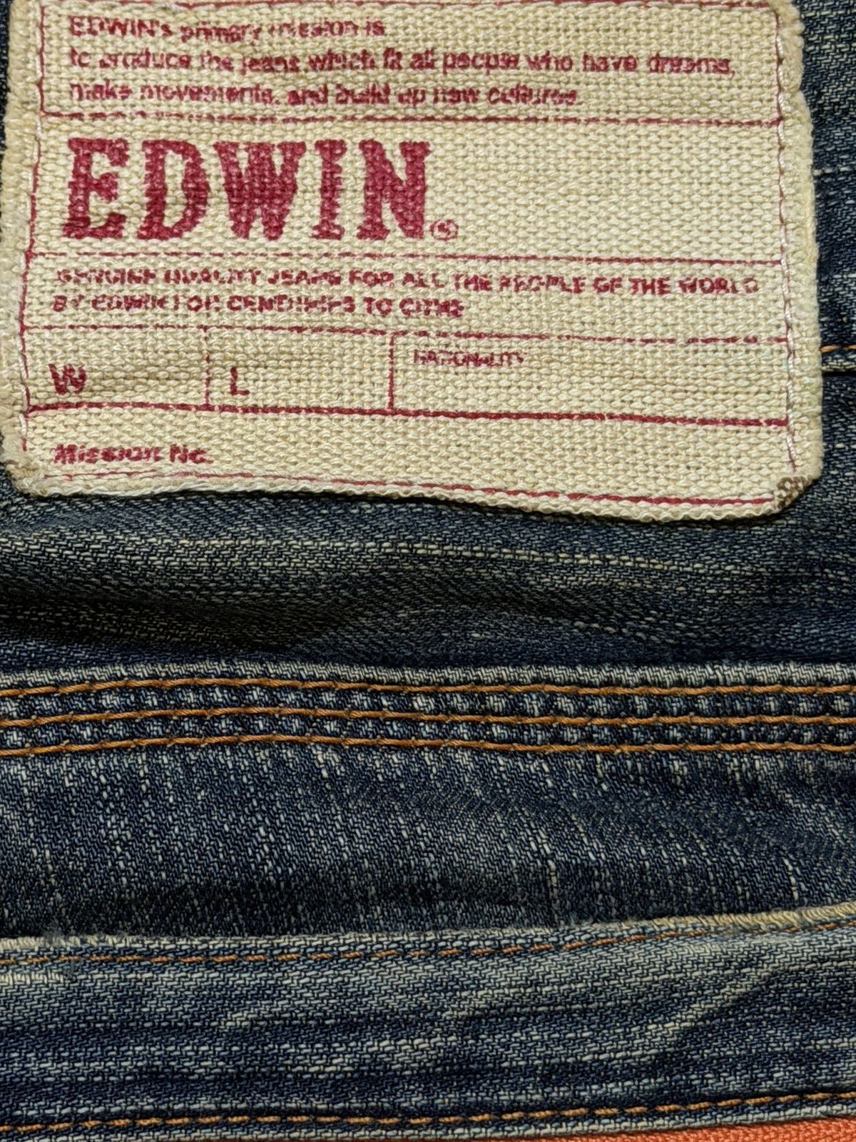 Edwin Vintage 90s Edwin XV Blue Faded Wash Whiskers Straight Loose Size US 34 / EU 50 - 6 Thumbnail