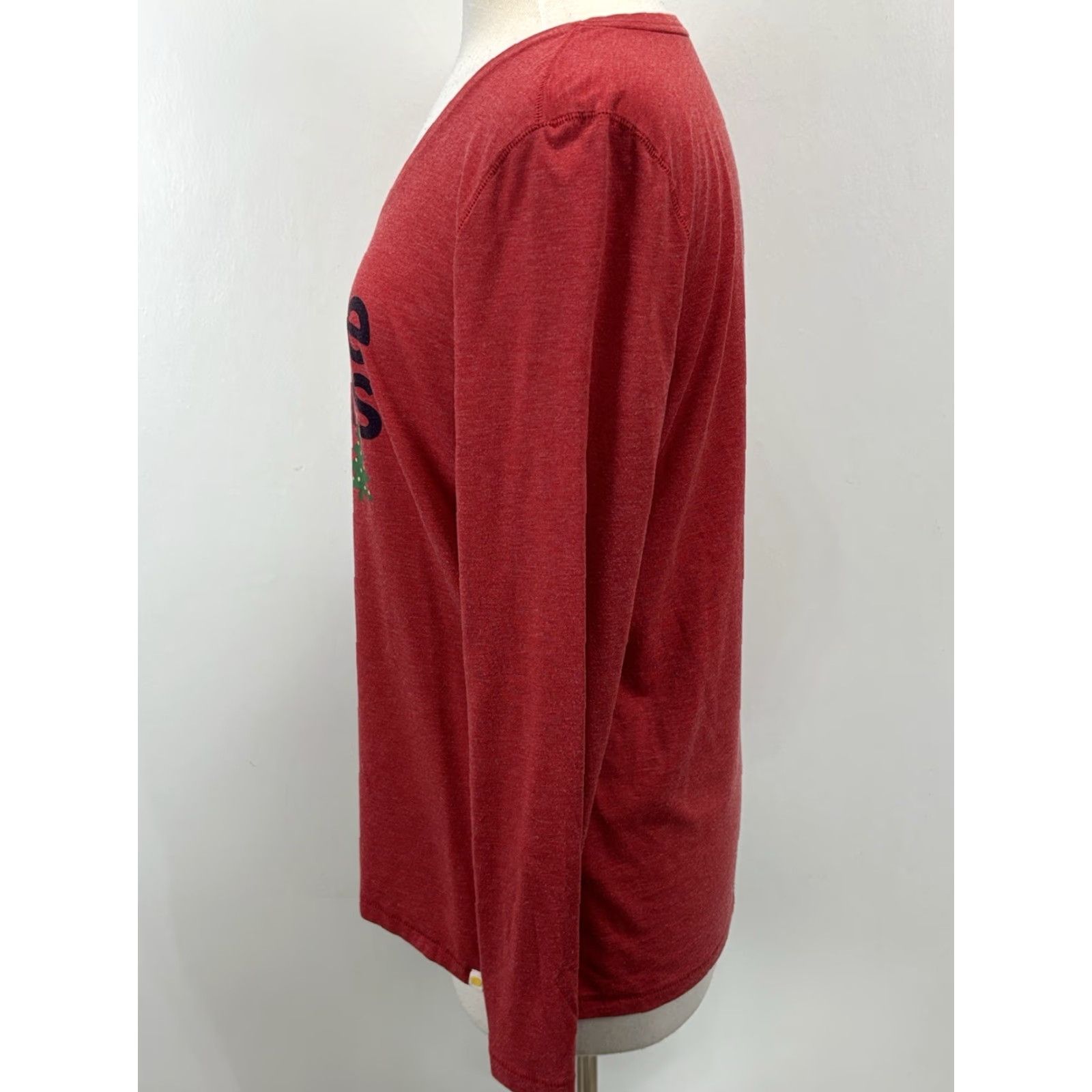Life is Good LIFE IS GOOD Shirt V-Neck Long Sleeve Red Believe There Is Good Be The Good Holiday Large Womens Size L / US 10 / IT 46 - 2 Thumbnail