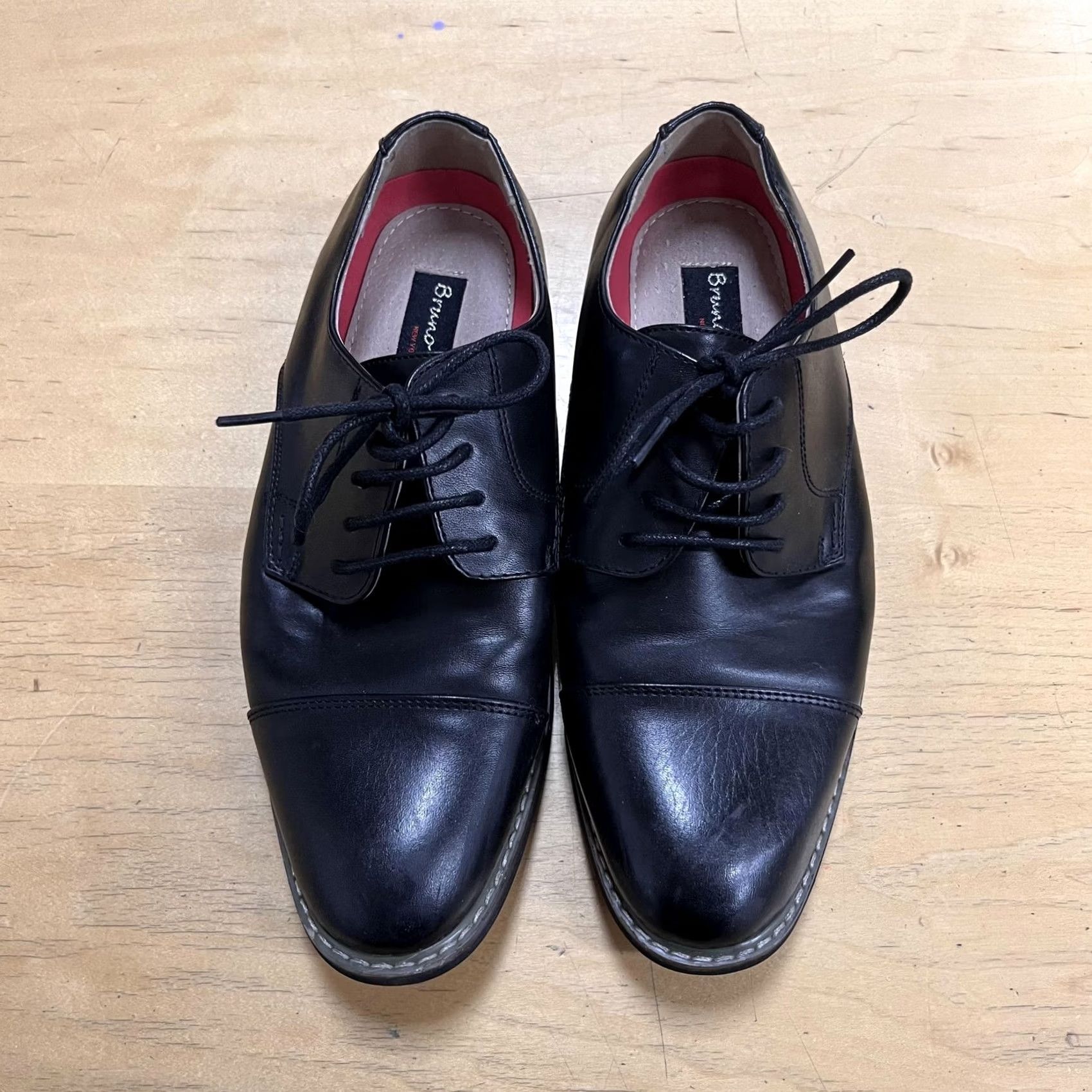 Marcs Bruno Marc Prince-6 Shoes Mens Size 6.5W Black Cap Toe Derby Dress Wide Oxford Size ONE SIZE - 2 Thumbnail