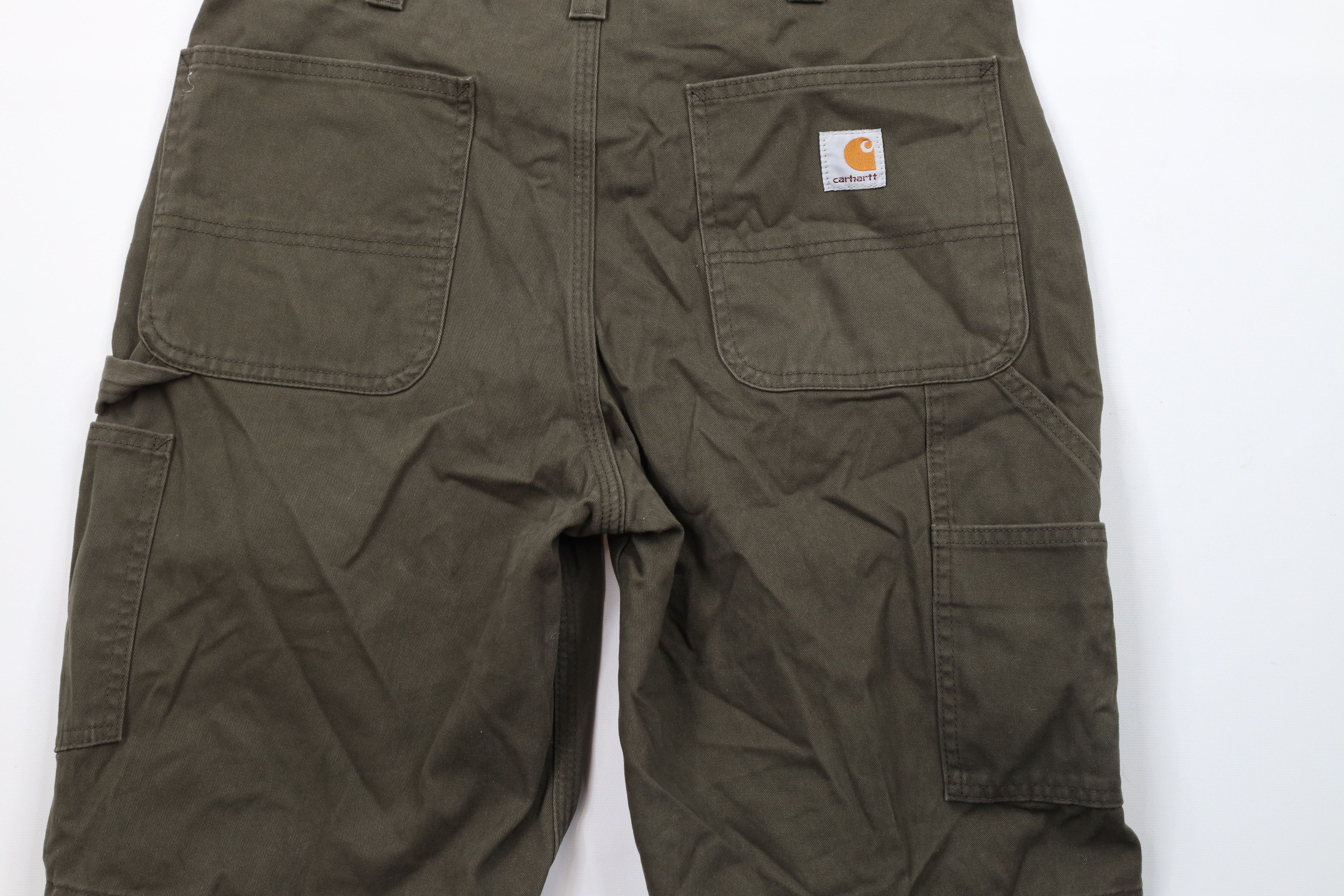 Carhartt × Vintage Vintage Carhartt Spell Out Relaxed Fit Dungaree Shorts Green Size US 33 - 10 Thumbnail