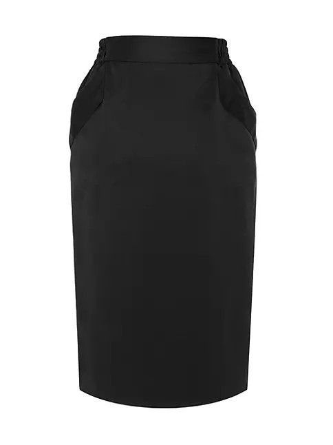 Saint Laurent Paris o1s1wg111124 Pencil Skirt in Silk Satin Crepe in Black Size 28" / US 6 / IT 42 - 1 Thumbnail