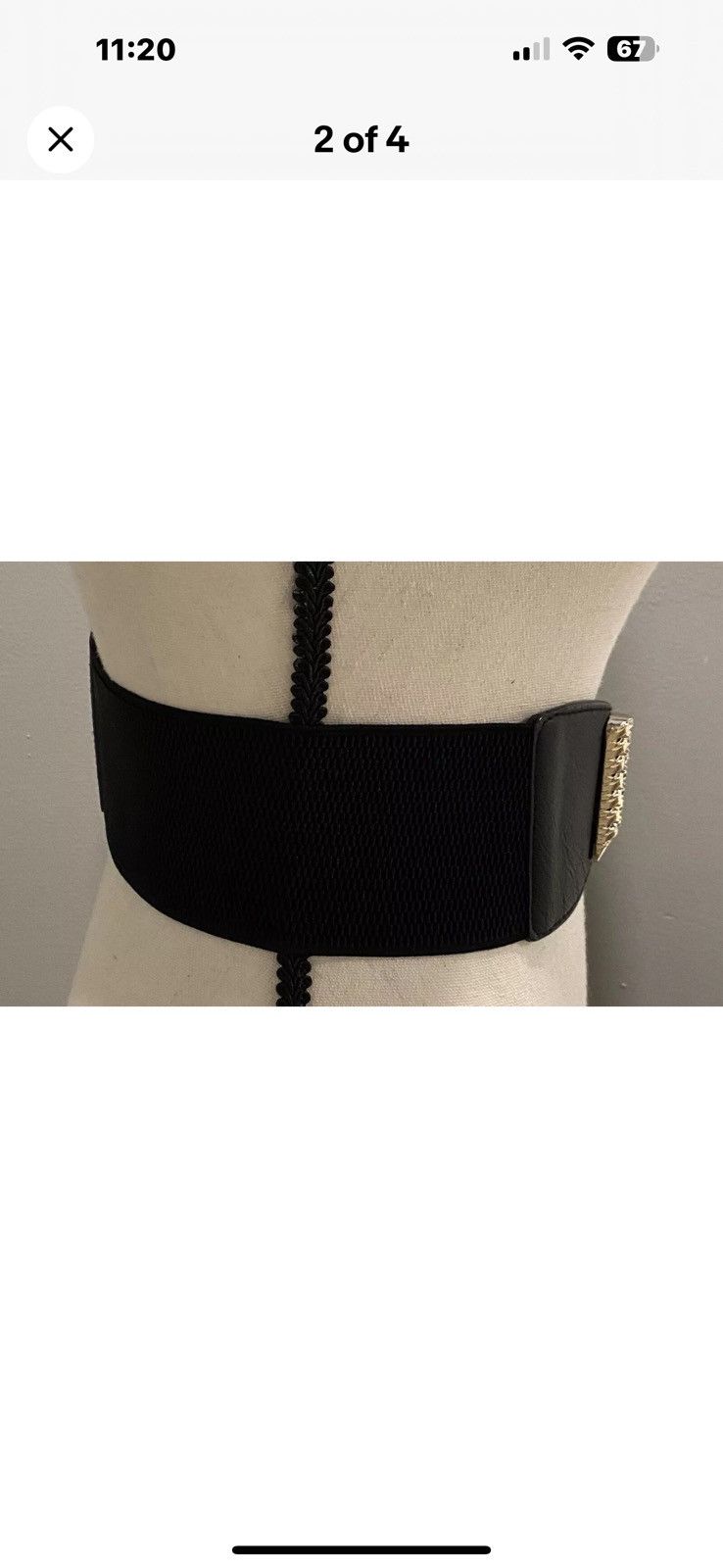 Other Super Trendy Black Elastic Belt w/Silver Bow 3" X 27" Size ONE SIZE - 2 Thumbnail
