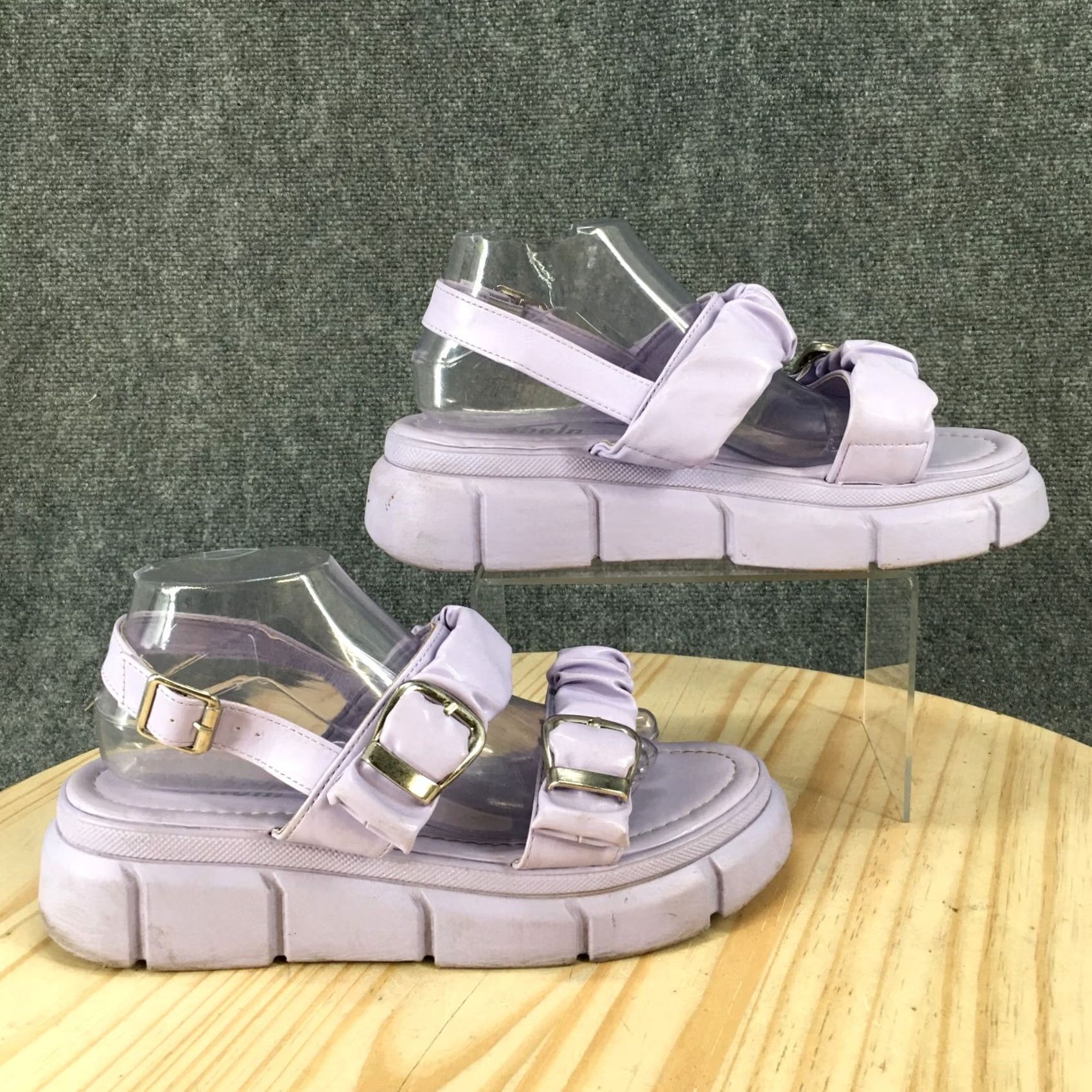 Shein SHEIN Sandals Womens 11 Casual Platform Adjustable Slingback Purple Faux Leather Size US 11 / IT 41 - 2 Thumbnail