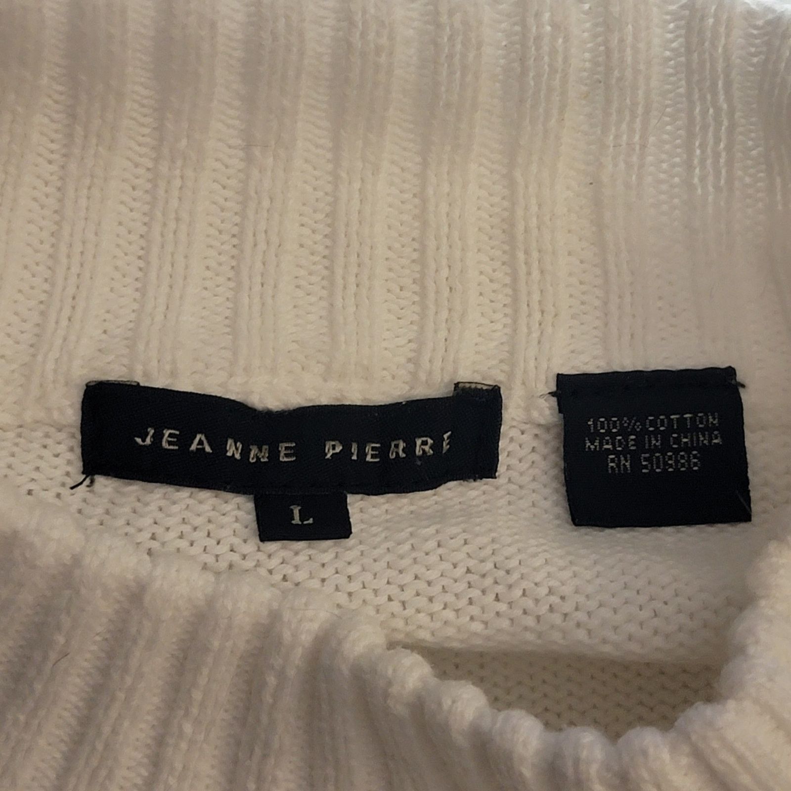 Designer Jeanne Pierre White Turtleneck Sweater - L Size L / US 10 / IT 46 - 5 Thumbnail
