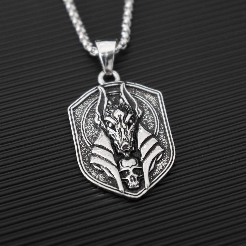 Vintage Retro Egyptian Anubis Wolf Head Necklace Size ONE SIZE - 1 Thumbnail