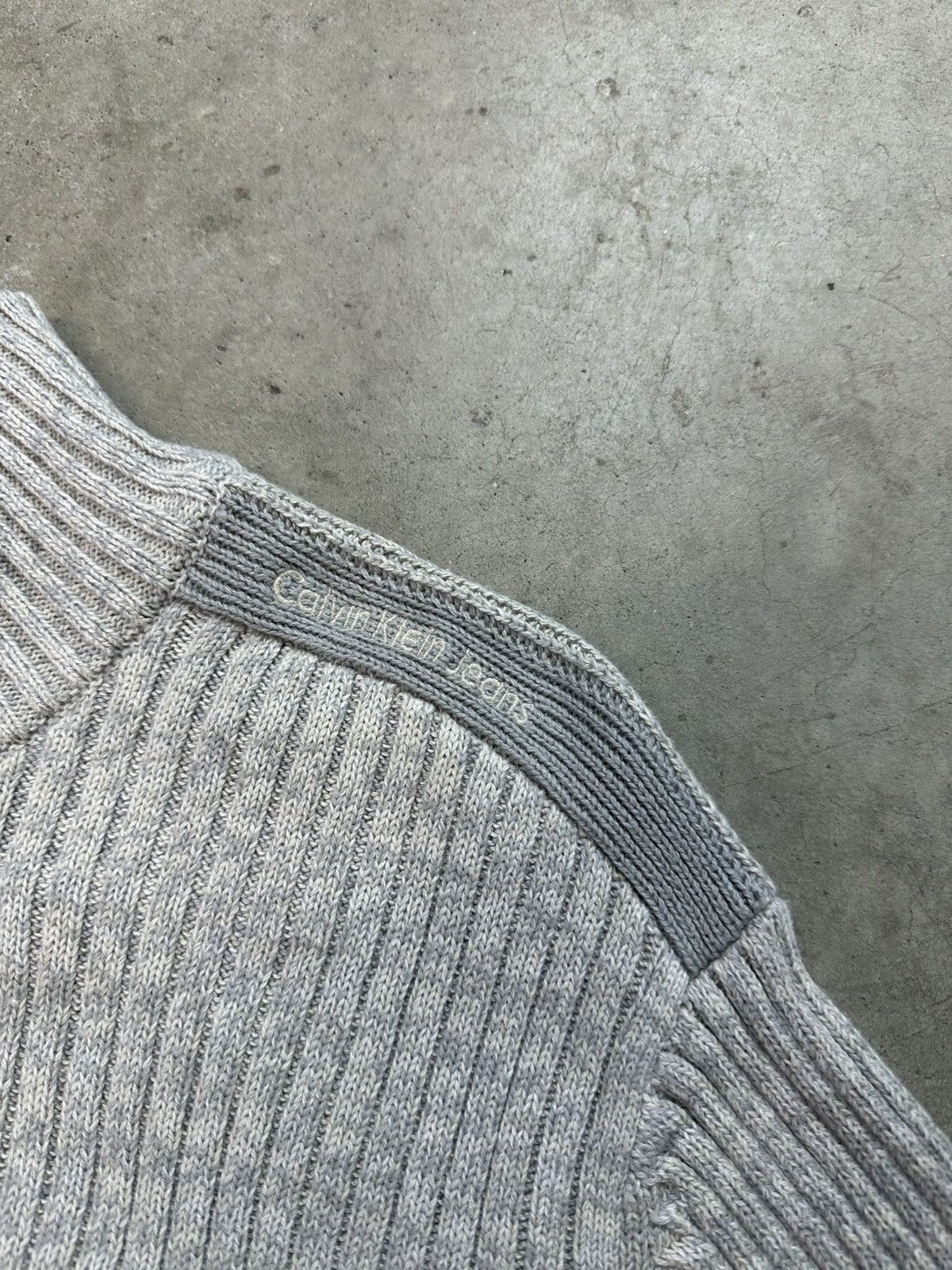 Calvin Klein × Vintage vintage calvin klein 1/4 zip knit sweater gray xl Size US XL / EU 56 / 4 - 4 Thumbnail