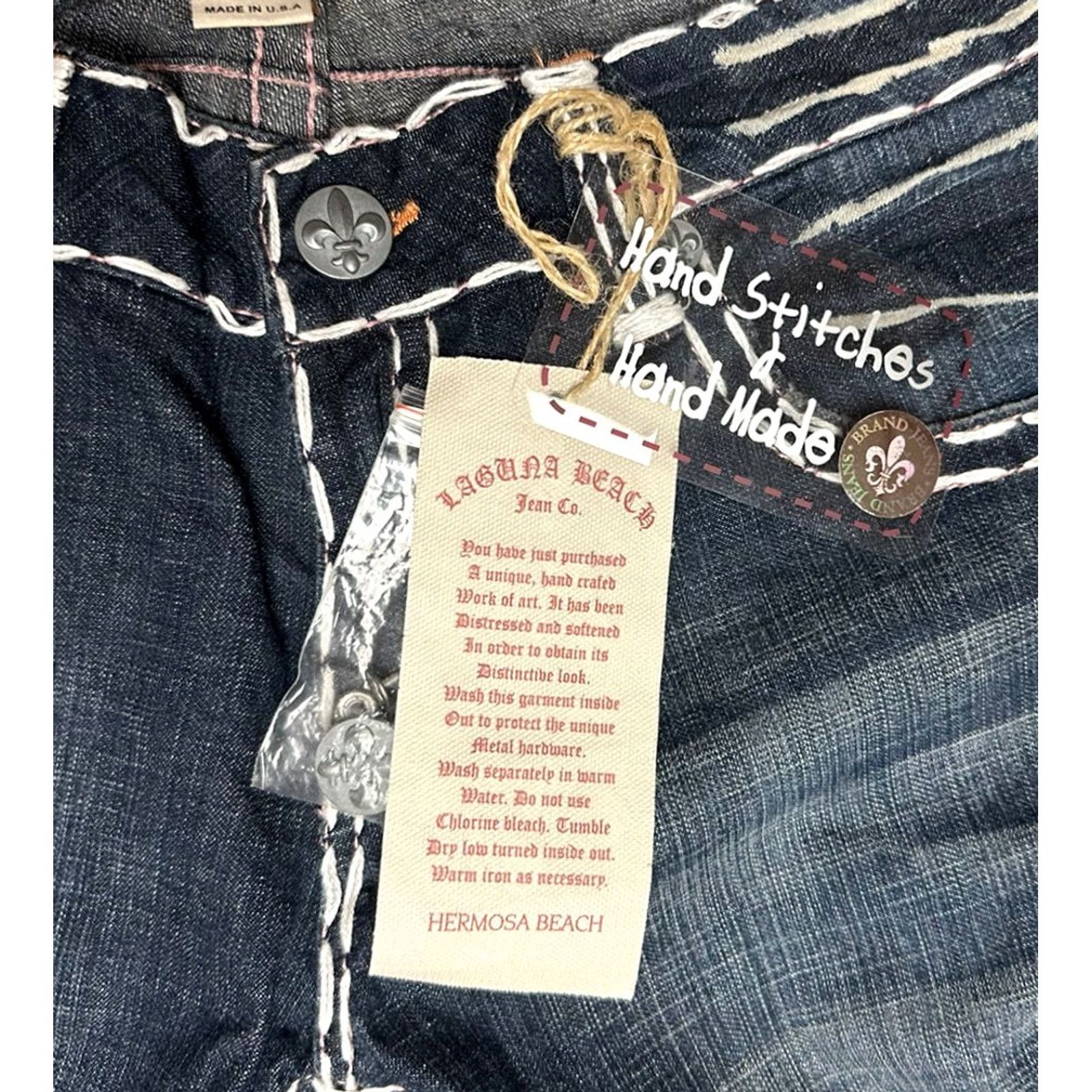 Vintage VINTAGE Laguna Beach Jeans Womens 30 x 32 Suede Pocket Fleur D Lis Boot Cut ND2027P Regular Women Size 30" / US 8 / IT 44 - 3 Thumbnail