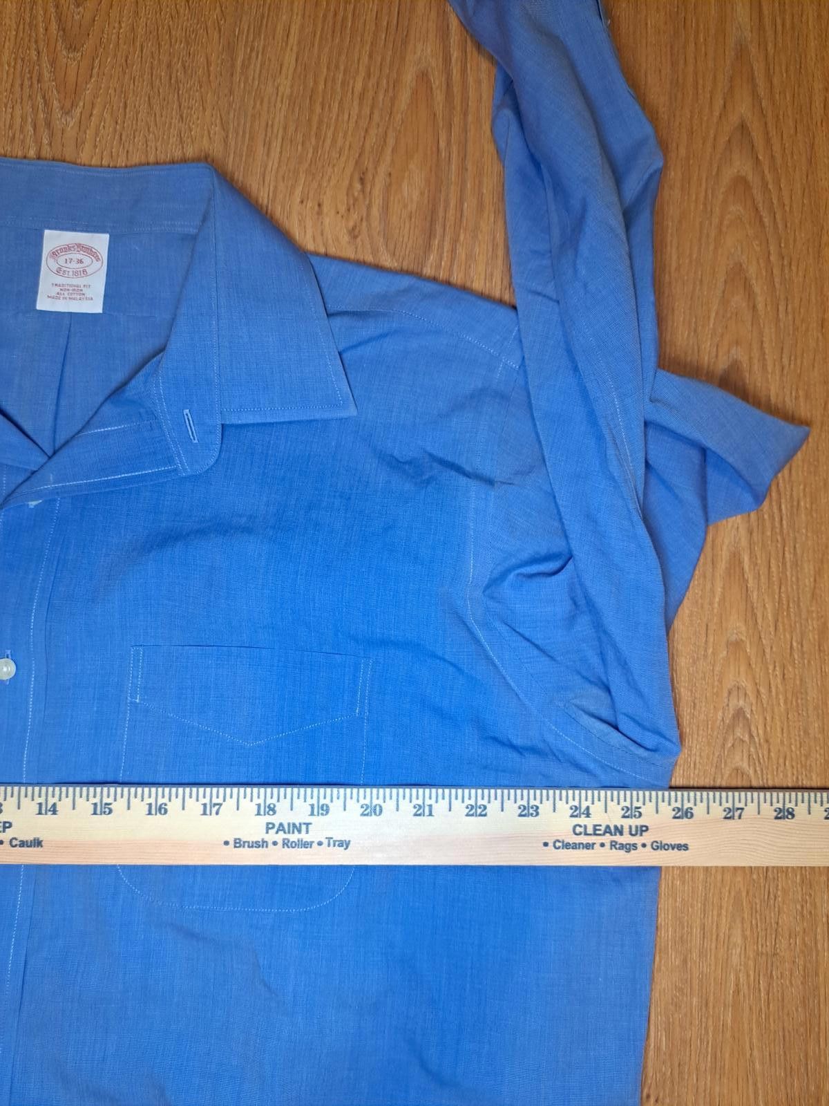 Brooks Brothers Brooks Brothers Dress Shirt 17-36 XL Blue Cotton Non Iron Size 44R - 6 Thumbnail
