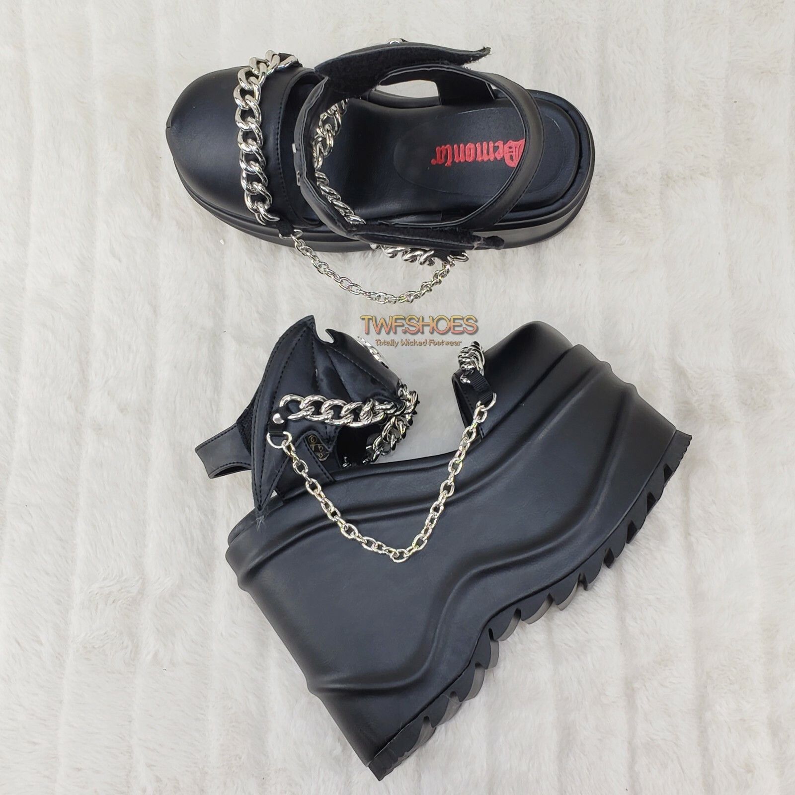 Other Wave 20 - 6" Platform Goth Bat Chain Closure Sandals Shoes M Size US 10 / IT 40 - 4 Thumbnail