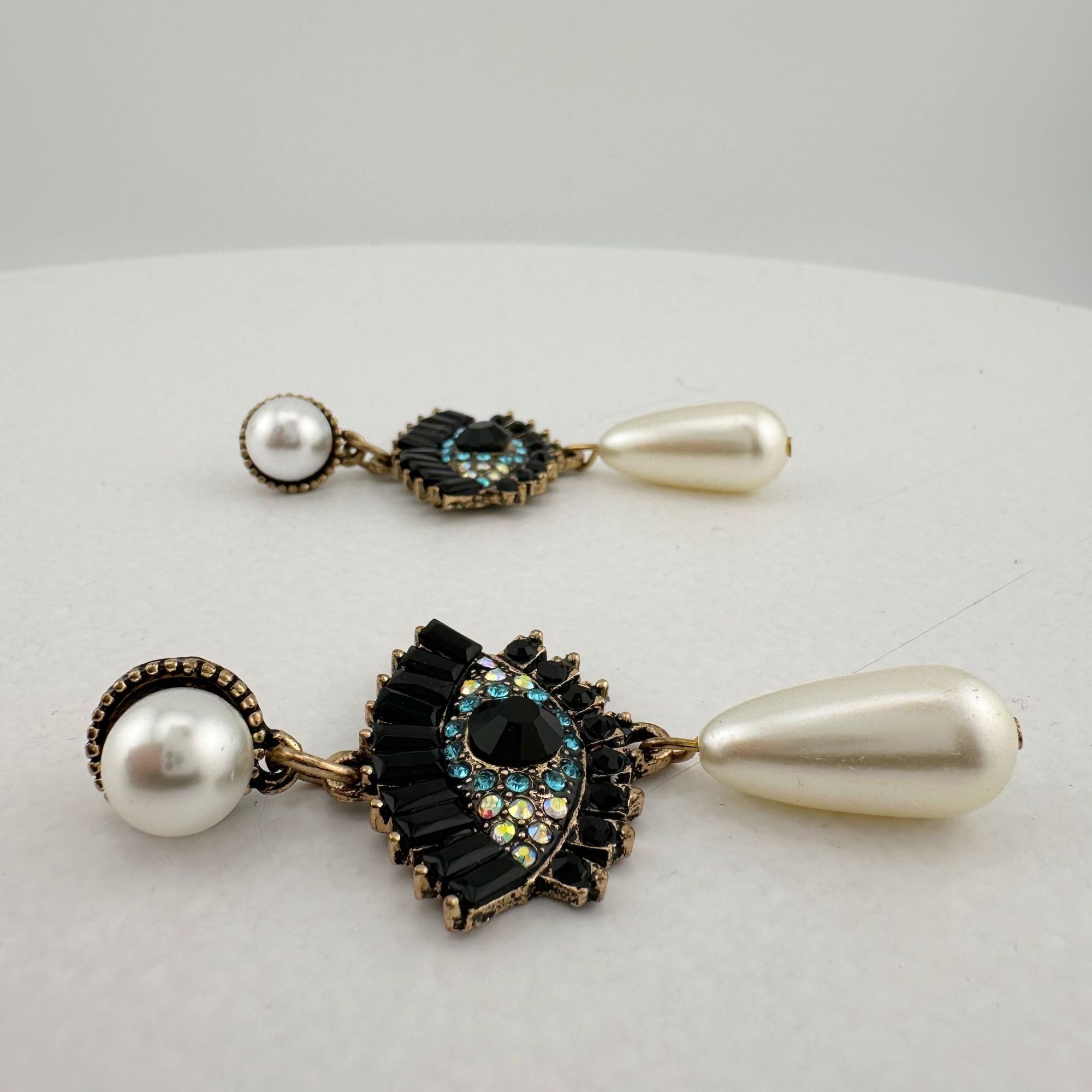Other Evil Eye Rhinestone Pearl Drop Dangle Earrings Size ONE SIZE - 6 Thumbnail