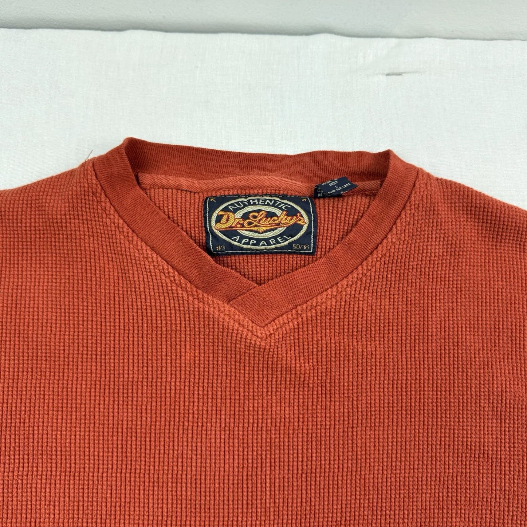 Vintage VINTAGE Dr Luckys Sweatshirt Men L Orange V-Neck Hipster Y2K Decade 2000s Pullover Size US L / EU 52-54 / 3 - 2 Thumbnail
