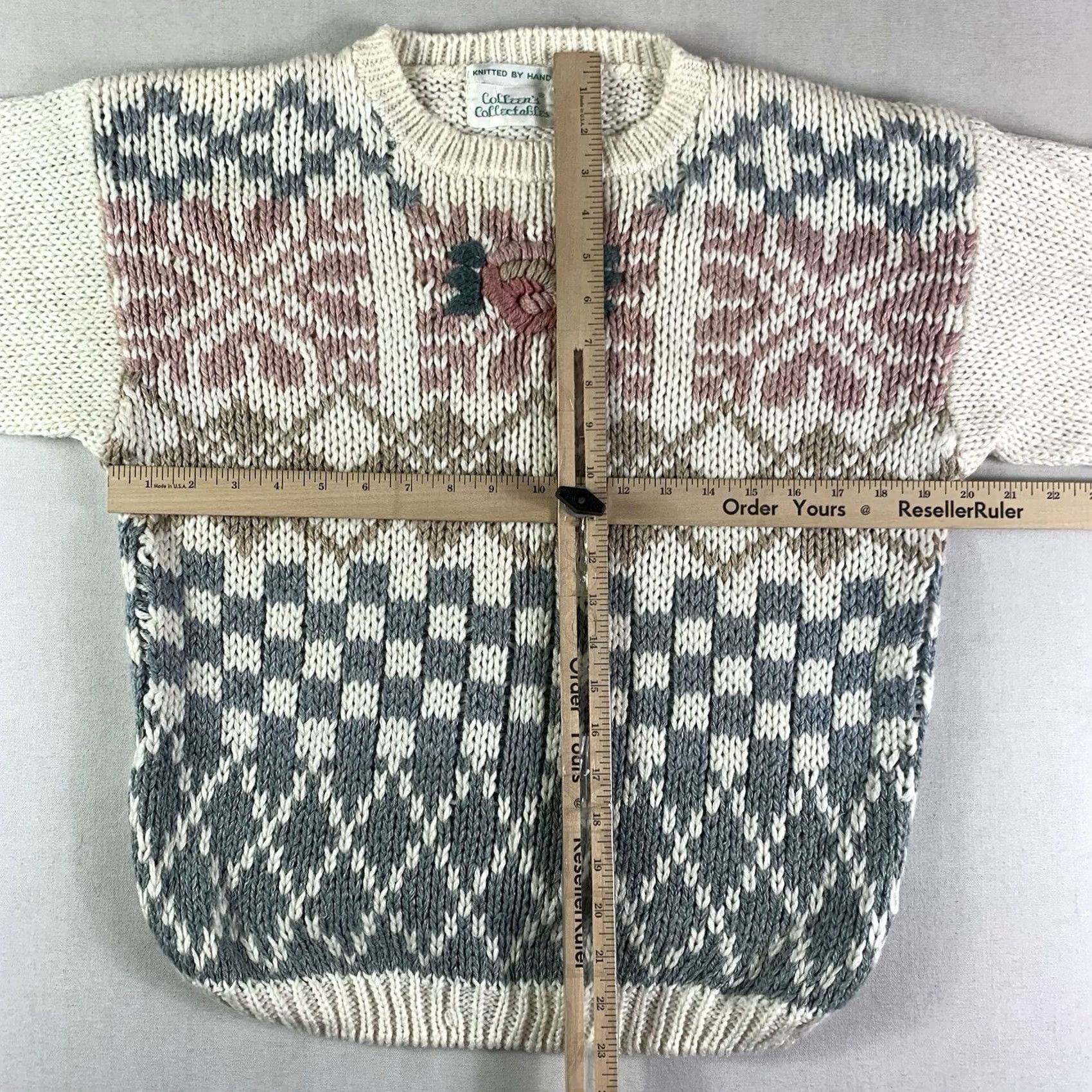 Pinko VINTAGE Colleen's Collectibles Sweater Women Medium White Floral Embroidered Granny Bohemian 90s Classic Pullover Men/Women Size M / US 6-8 / IT 42-44 - 3 Thumbnail