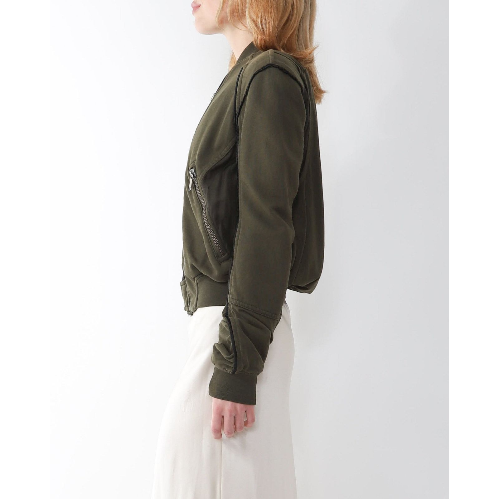Haider Ackermann SS18 Perth Biker Bomber Jacket in Khaki Cotton Size S / US 4 / IT 40 - 4 Thumbnail