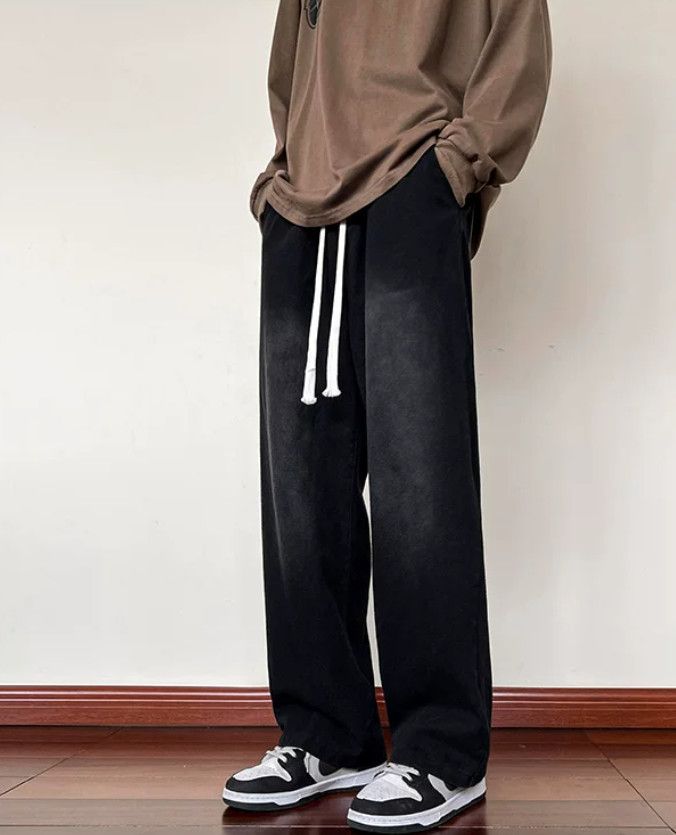 Japanese Brand Men's Black Loose-Fit Straight-Leg High-Street Jeans Size US 32 / EU 48 - 2 Thumbnail