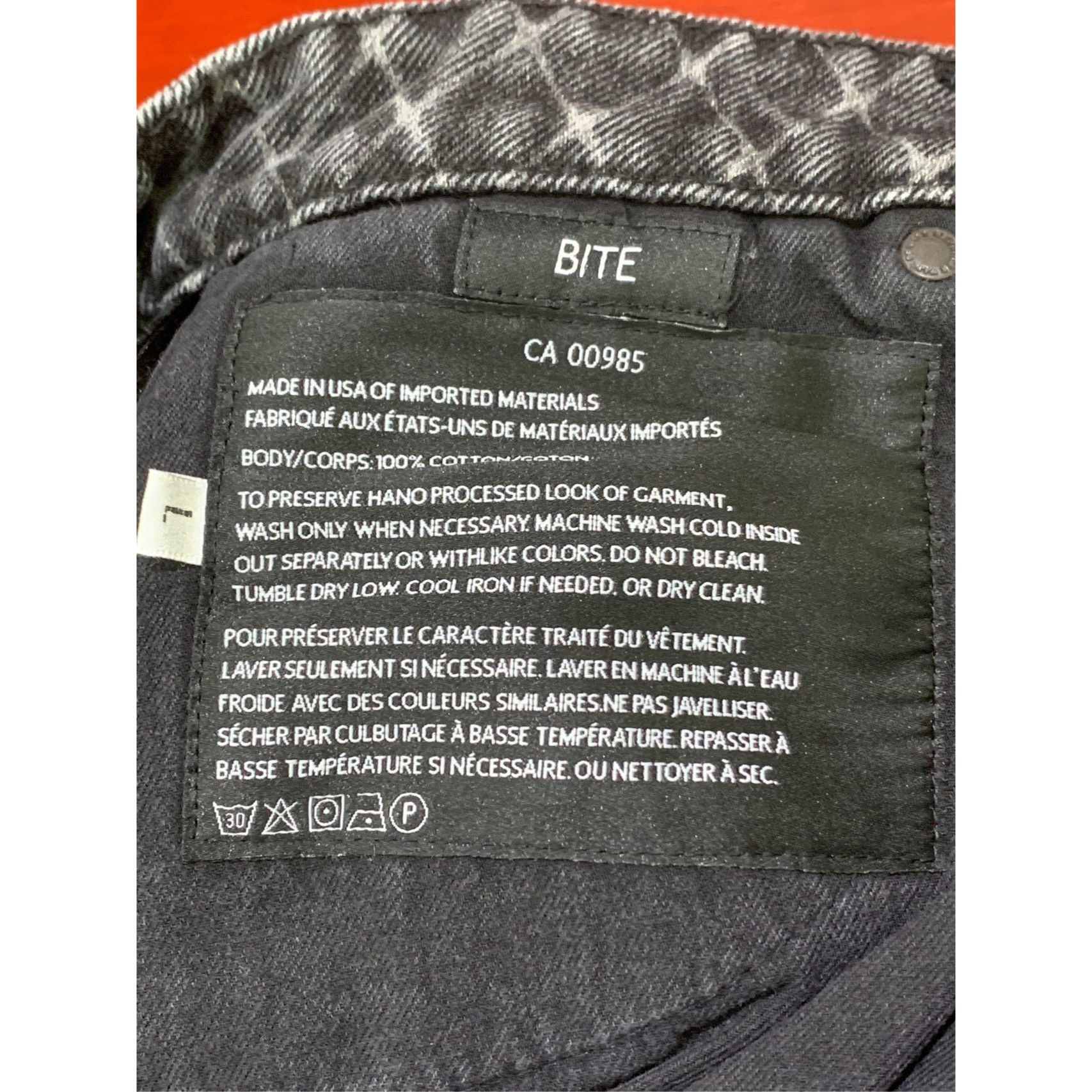 Alexander Wang Alexander Wang Bite Diamond-Patterned Distressed Black Denim Size 42" / US 20 - 5 Thumbnail
