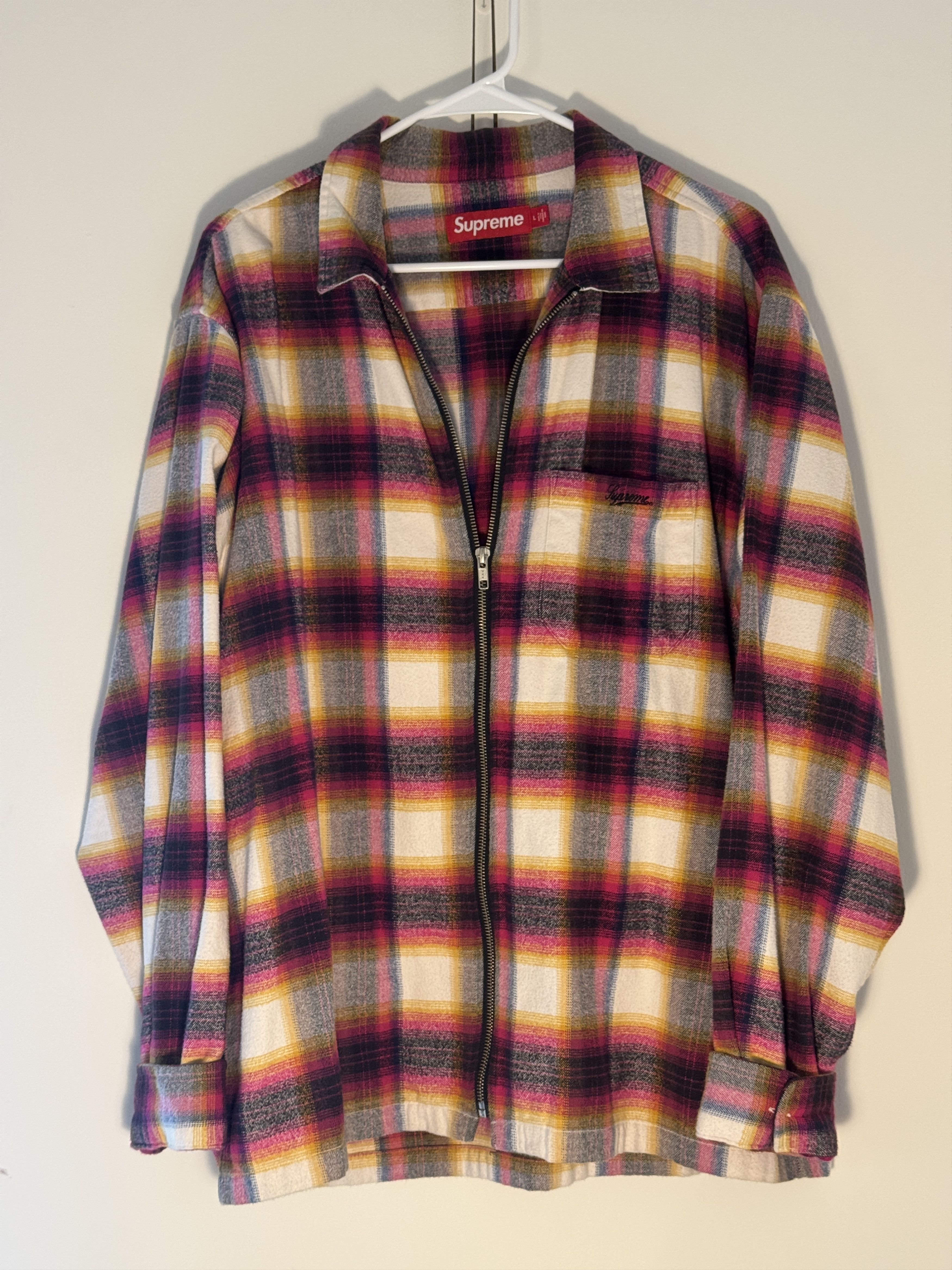 Supreme Supreme Shadow Plaid Flannel Zip Up Shirt Size US L / EU 52-54 / 3 - 1 Thumbnail