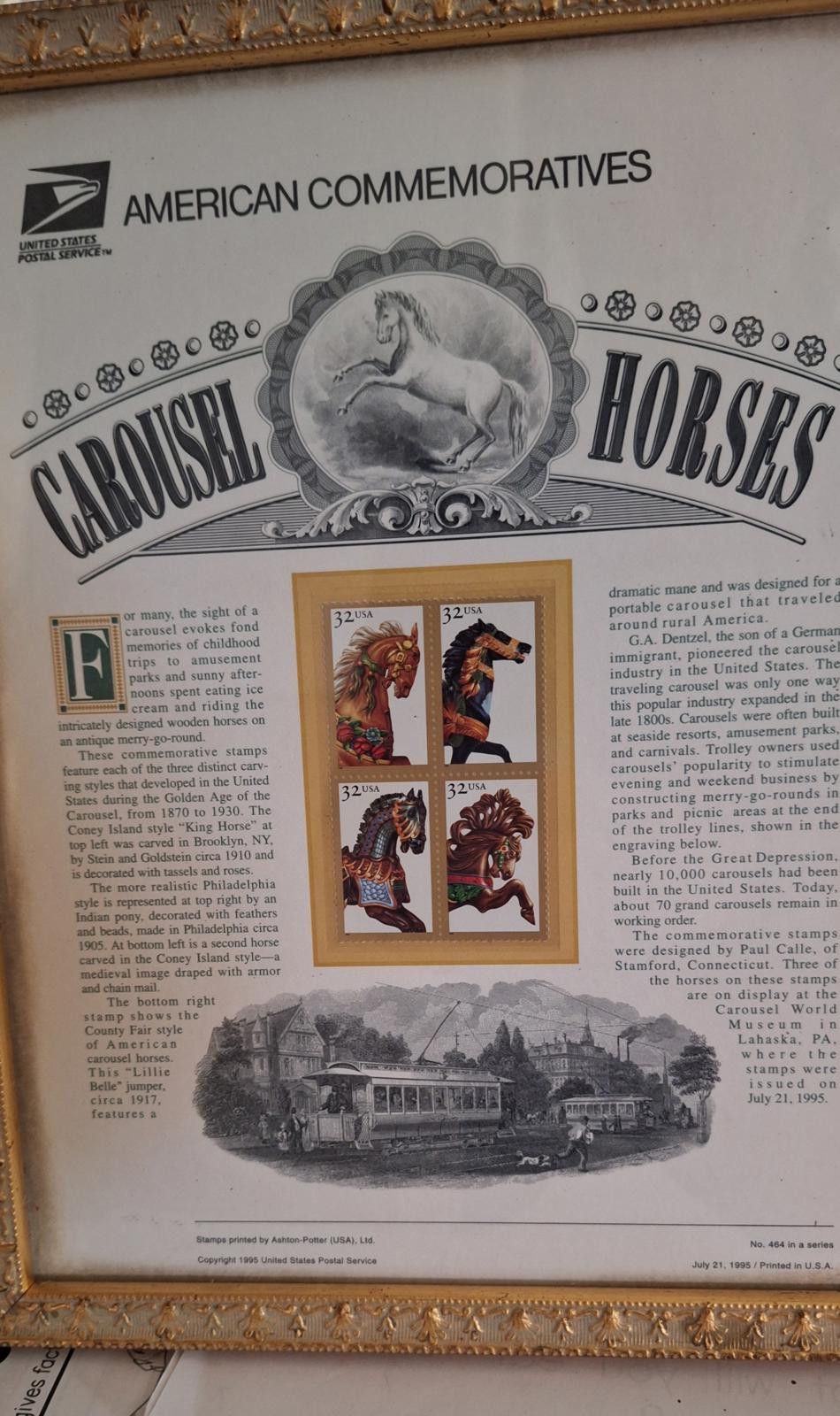 Other USPS 1995 Commemorative Panel -"Carousel Horses" stamps Size ONE SIZE - 3 Thumbnail
