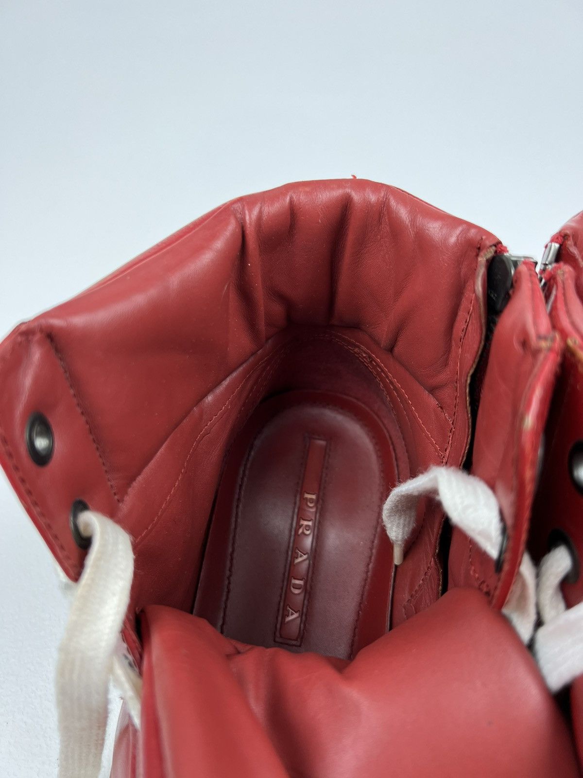 Prada PRADA Sneakers Hi Top Leather Shoes Side Zip Red Tab Logo Size US 10 / EU 43 - 20 Thumbnail