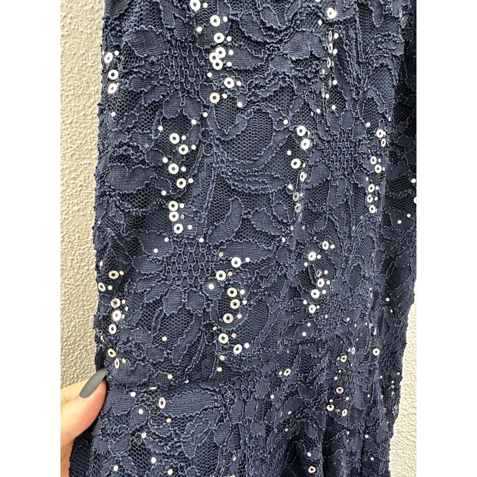 Vintage Emerald Sundae Dress Women Blue Lace Sequin Halter Neck Size S Knee Length Vintage No (update: no) Size S / US 4 / IT 40 - 3 Thumbnail