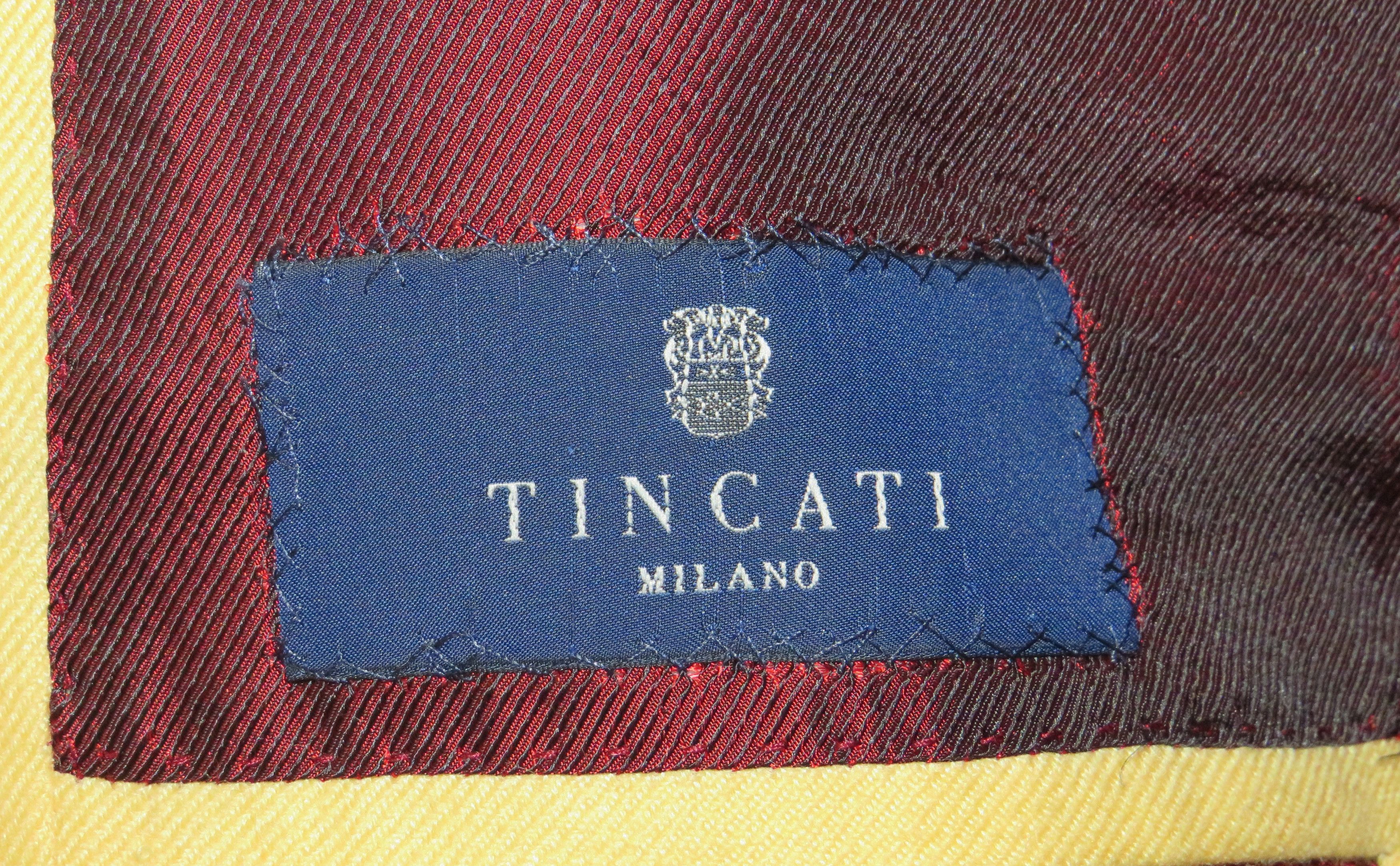 Tincati x Partenopea Bespoke Yellow Weave Cashmere Sport Coat 44L Size 44L - 15 Thumbnail