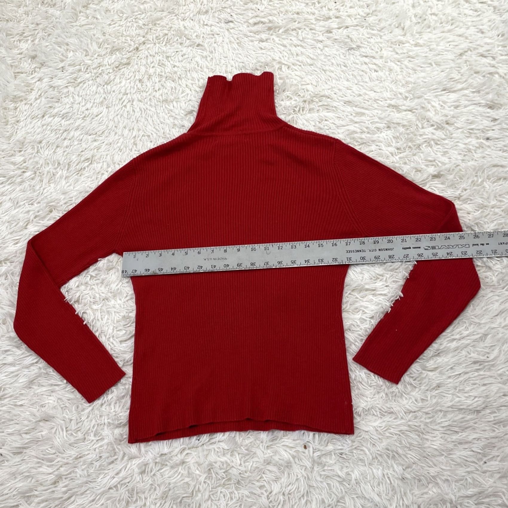 Vintage VINTAGE Casual Corner Turtleneck Sweater Women L Red Ribbed 90s Minimalism Retro 90s Chin Size L / US 10 / IT 46 - 7 Thumbnail