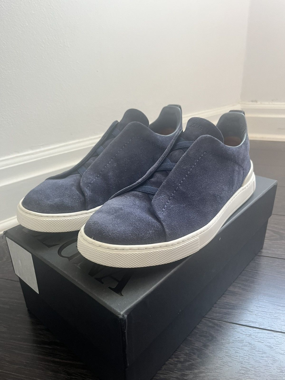 Zegna triple stitch navy special edition uk 8