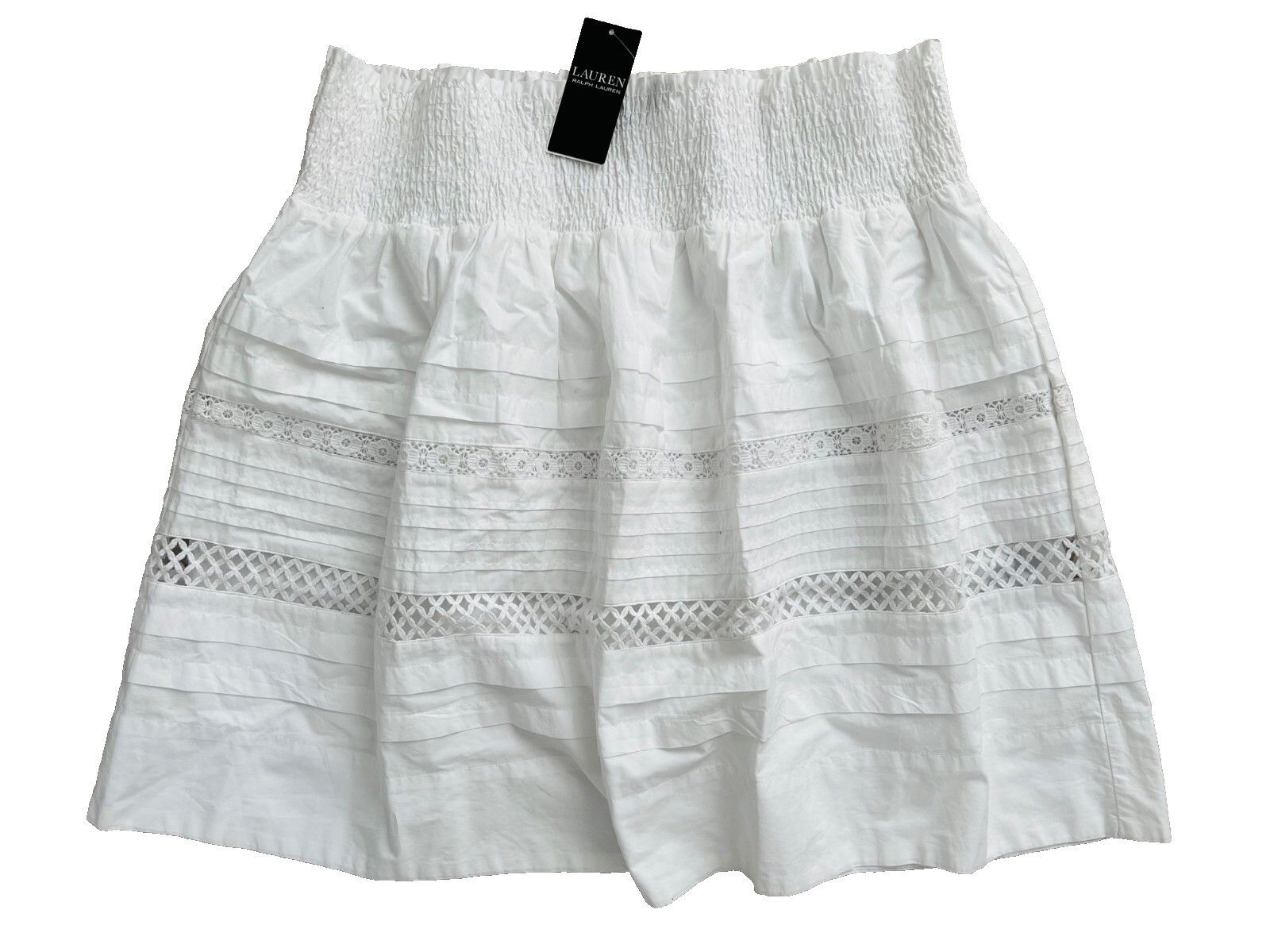 Polo Ralph Lauren LAUREN Ralph Lauren Cotton Broadcloth Miniskirt White ( XL ) Size 24" / US 00 / IT 34 - 3 Thumbnail