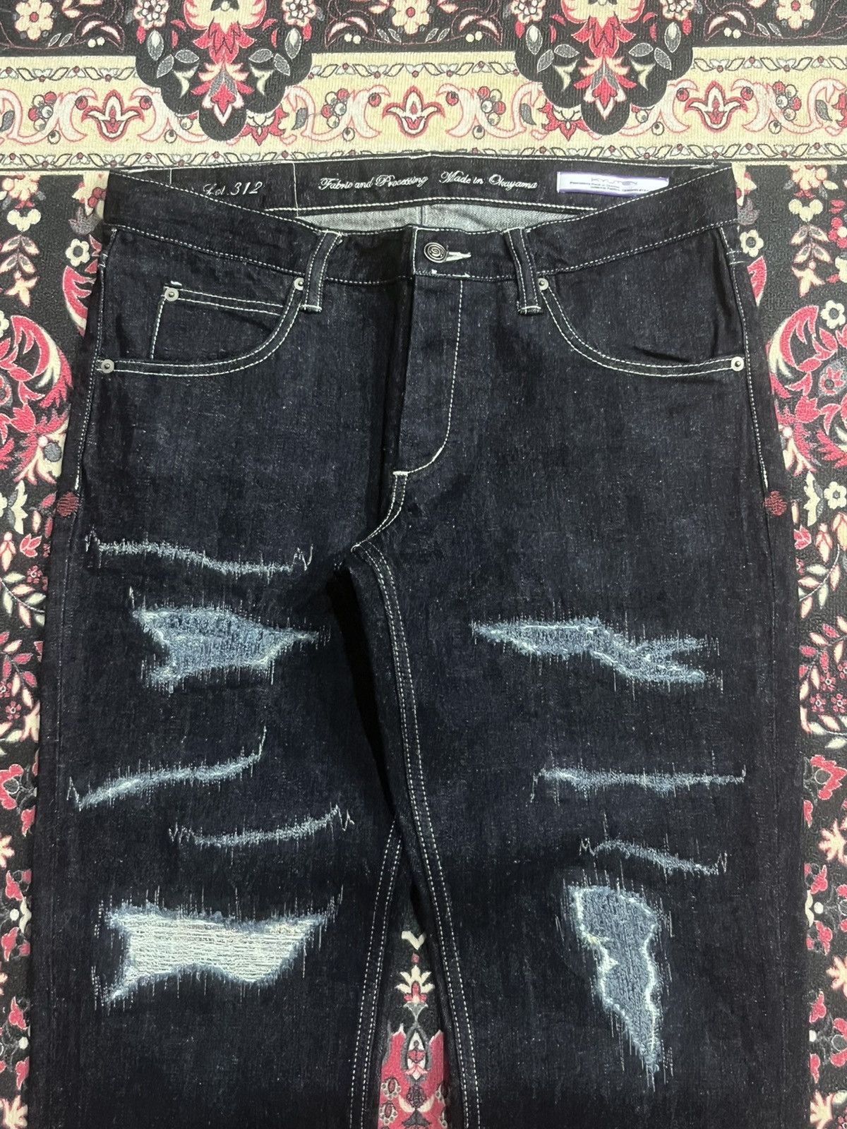 Kapital Vintage Japan Kyuten Okayama Dark Washed Sashiko Stitch Jean Size US 32 / EU 48 - 4 Thumbnail