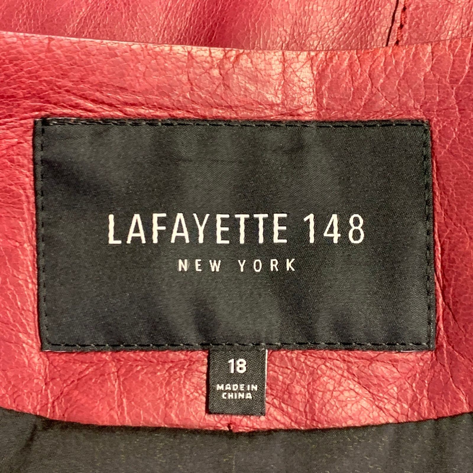 Lafayette 148 LAFAYETTE 148 18 Burgundy Leather Lambskin Zip Up Jacket Size XXL / US 16-18 / IT 52-54 - 4 Thumbnail